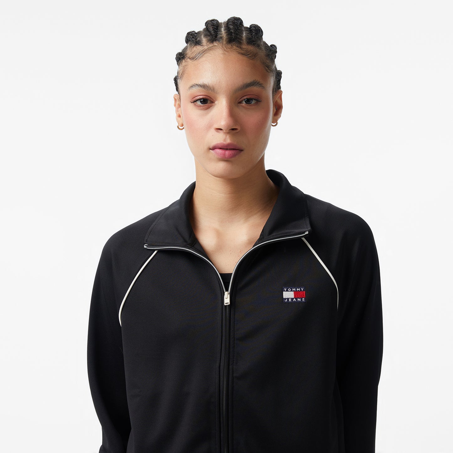 Tommy Hilfiger Jeans Badge Interlock Knit Track Kadın Siyah Ceket