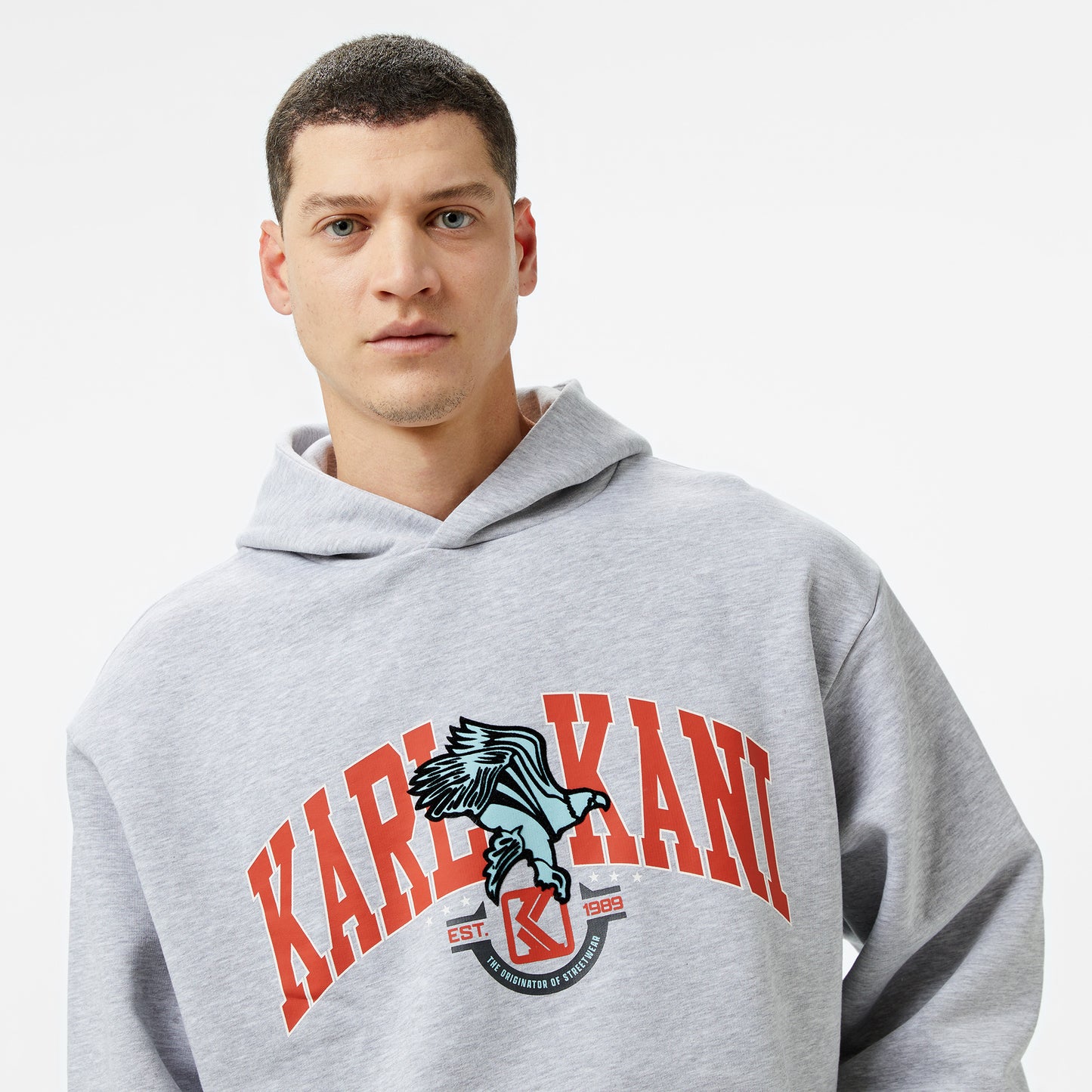 Karl Kani Og Eagle Print Os Erkek Gri Hoodie