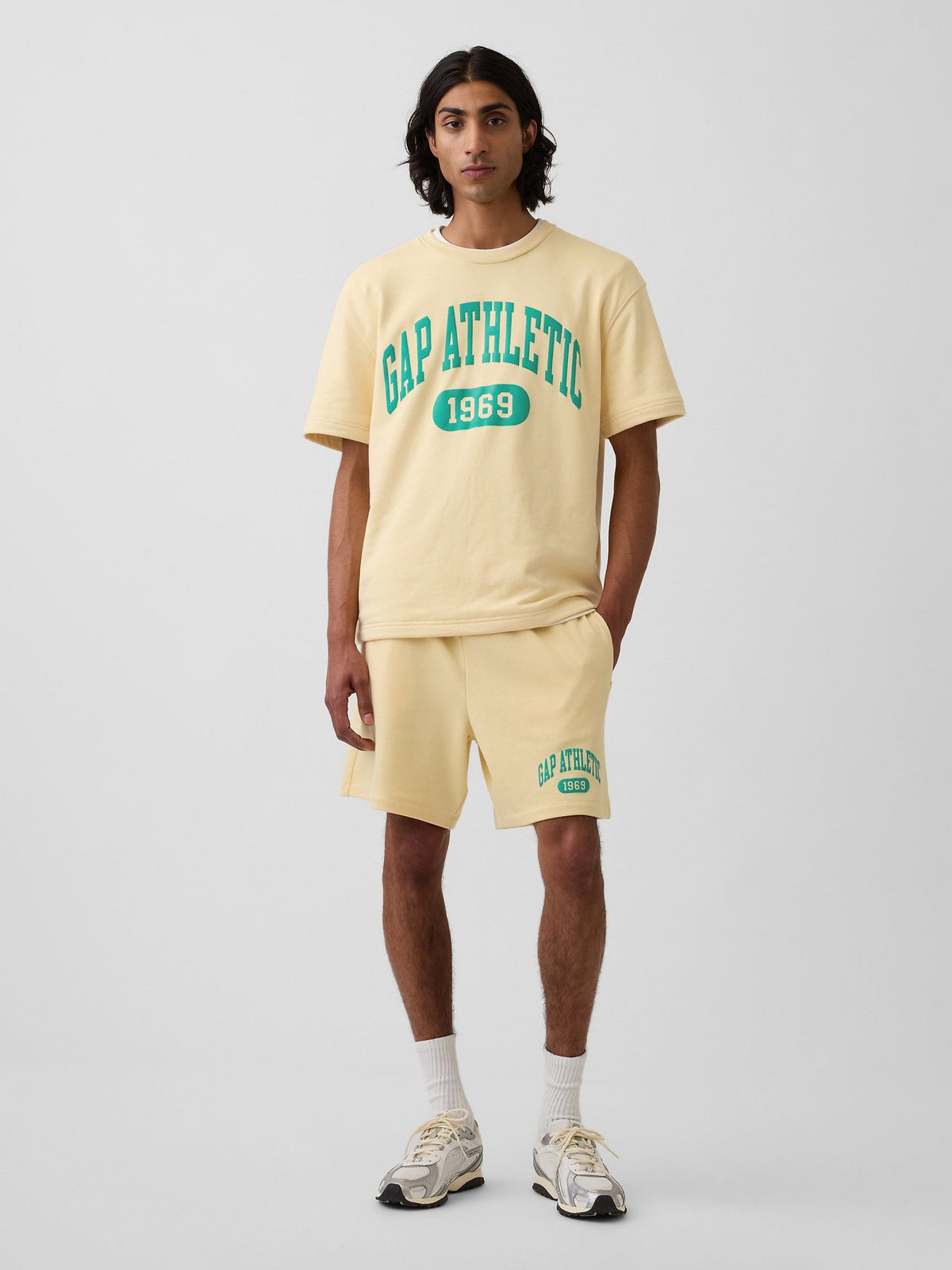 Sarı Relaxed Fransız Havlu Kumaş Grafik Baskılı T-shirt