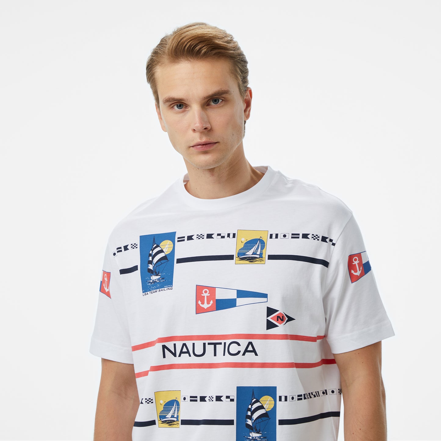 Nautica Erkek Beyaz Oversize Fit T-shirt