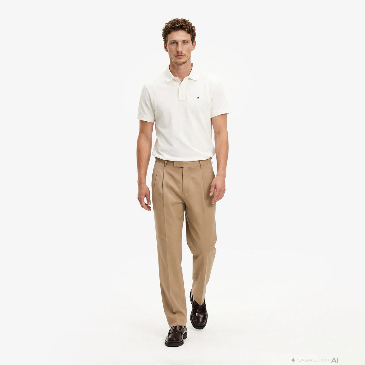 Tommy Hilfiger Classic Flag Erkek Beyaz Polo Yaka T-shirt