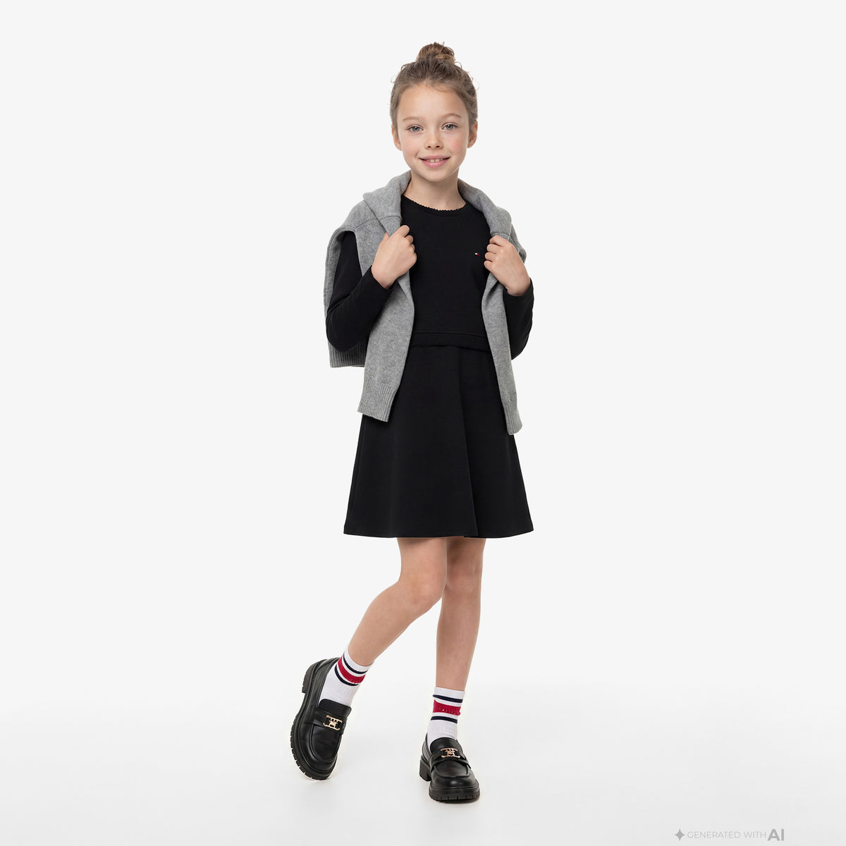 Tommy Hilfiger Essential Modal Çocuk Siyah Elbise
