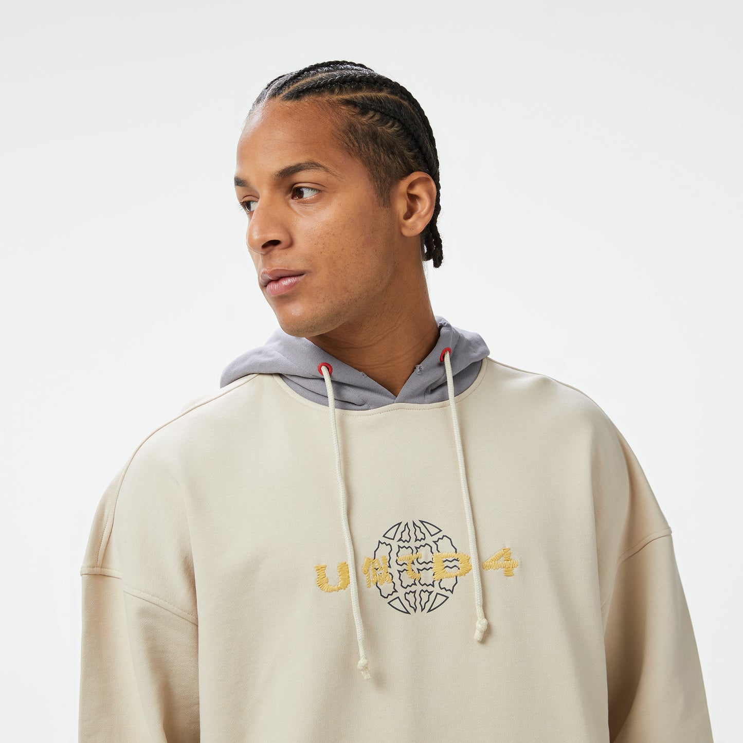 United4 Zaki Erkek Krem Hoodie