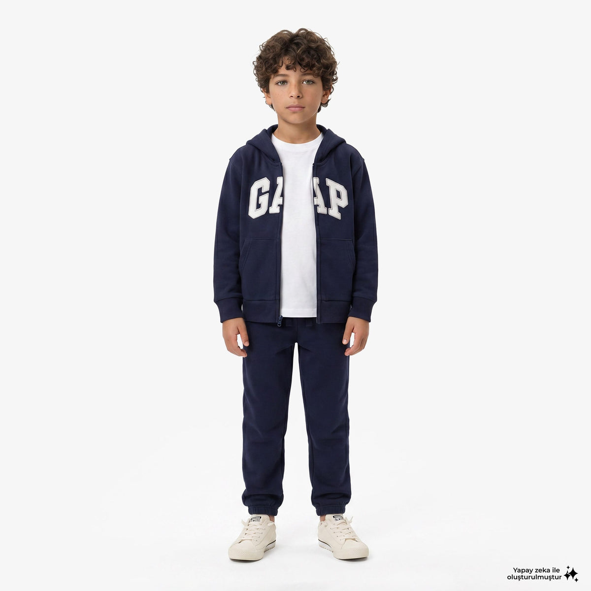 Gap Relaxed Fit Fermuarlı Çocuk Lacivert Sweatshirt