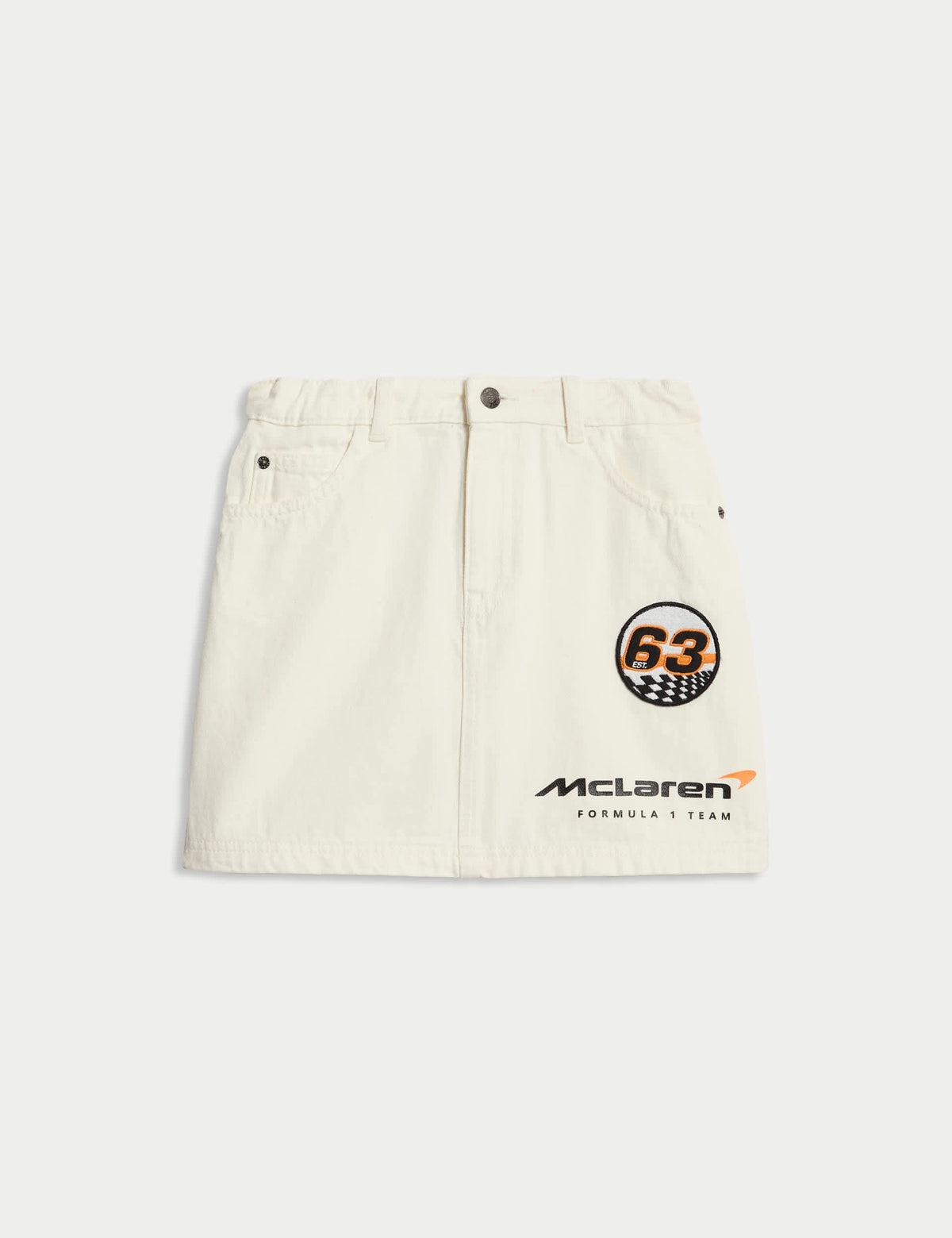 Mclaren F1 Takımı Temalı %100 Pamuklu Denim Mini Etek (2–16 Yaş)