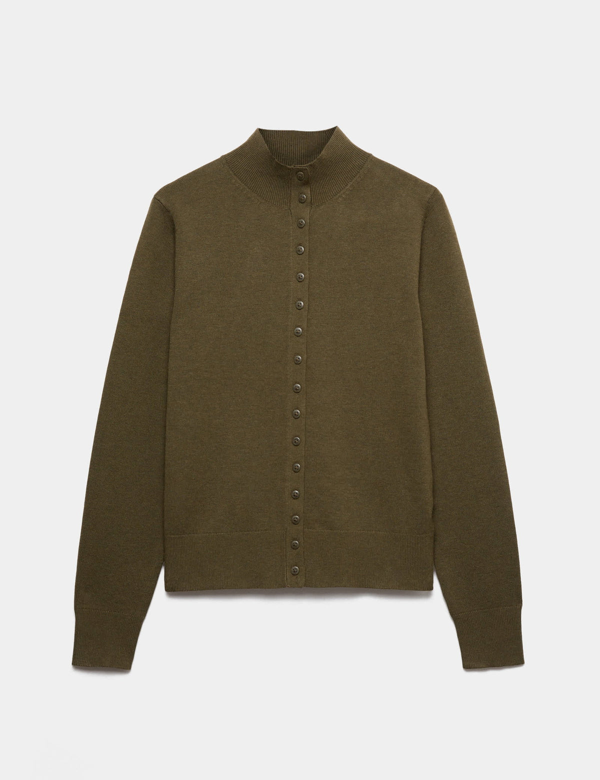 Yün Karışımlı Slim Fit Dik Yaka Kadın Hırka