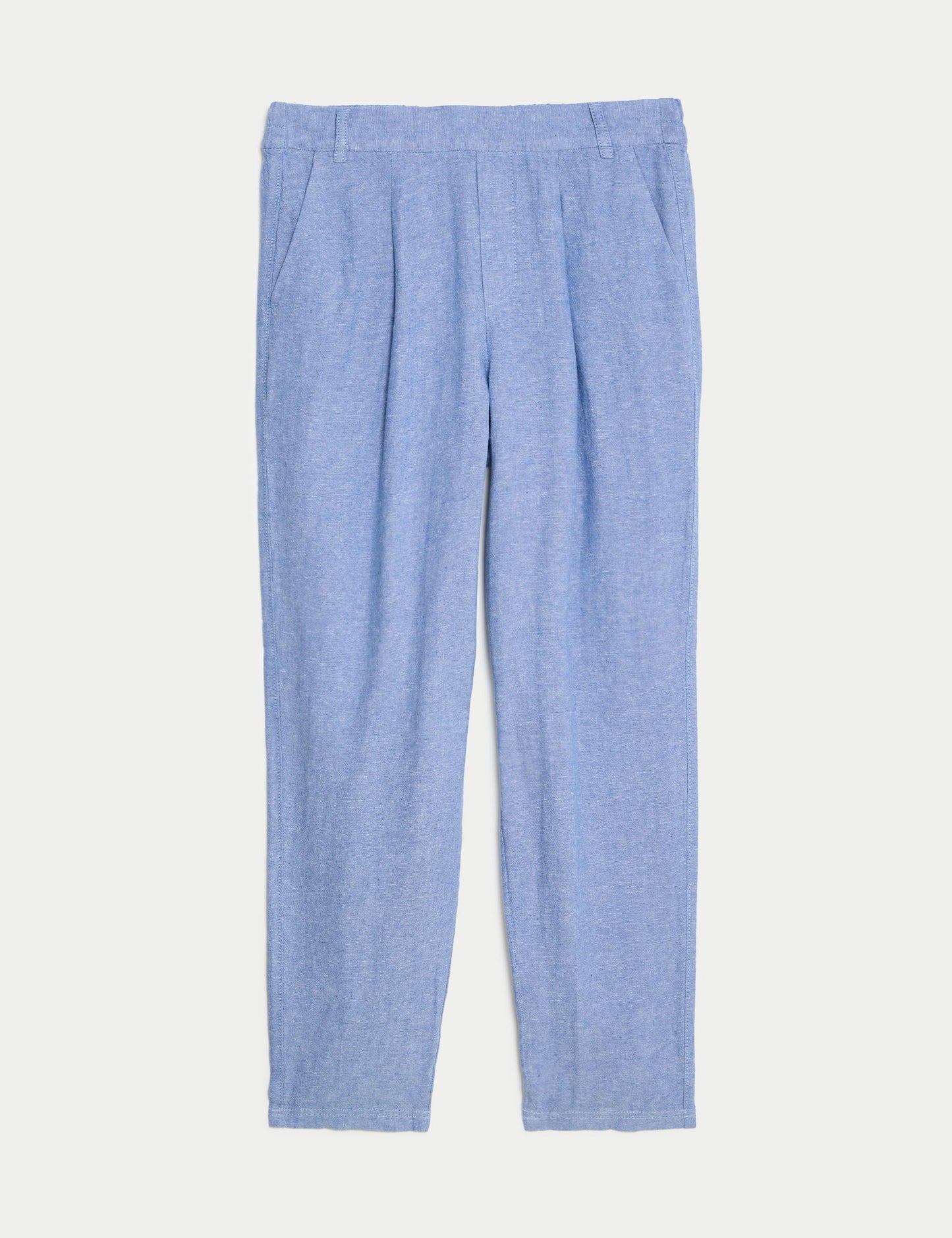 Tapered Fit Yüksek Bel Keten Pantolon