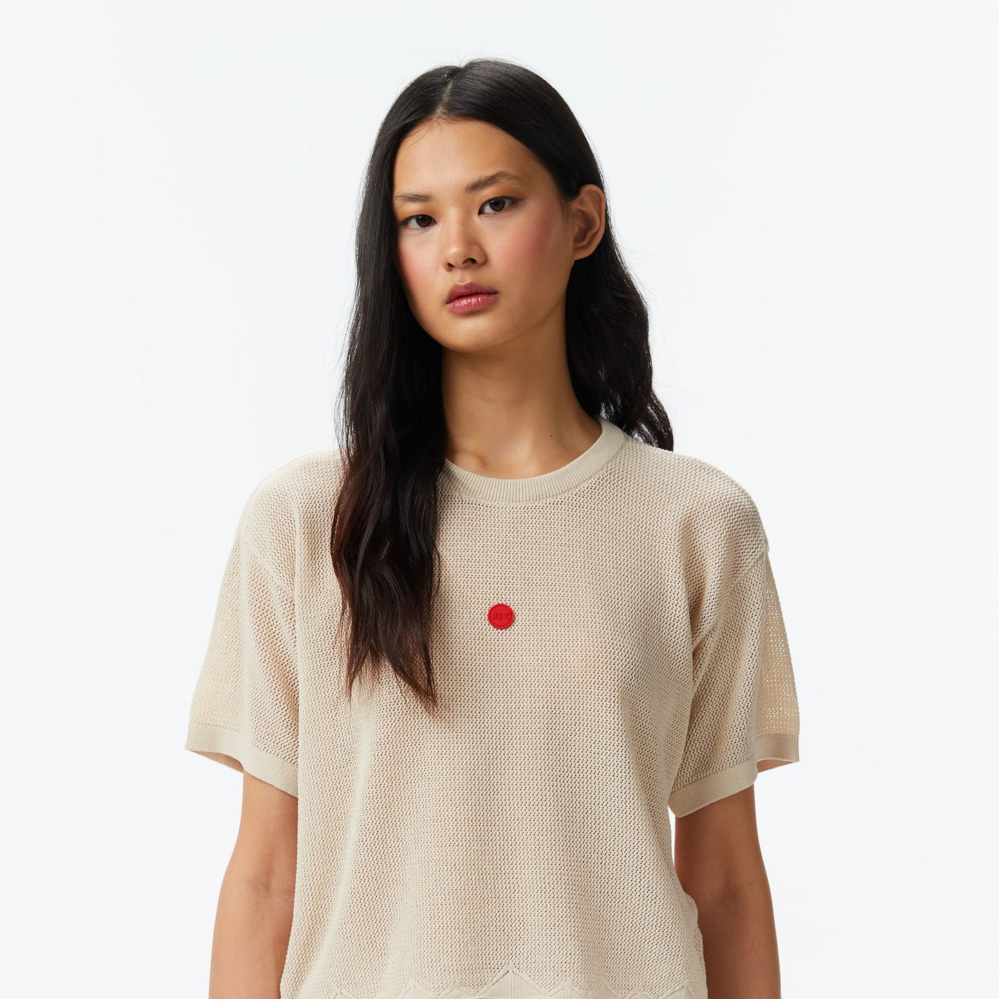 United4 Crop Fit Kadın Krem Triko