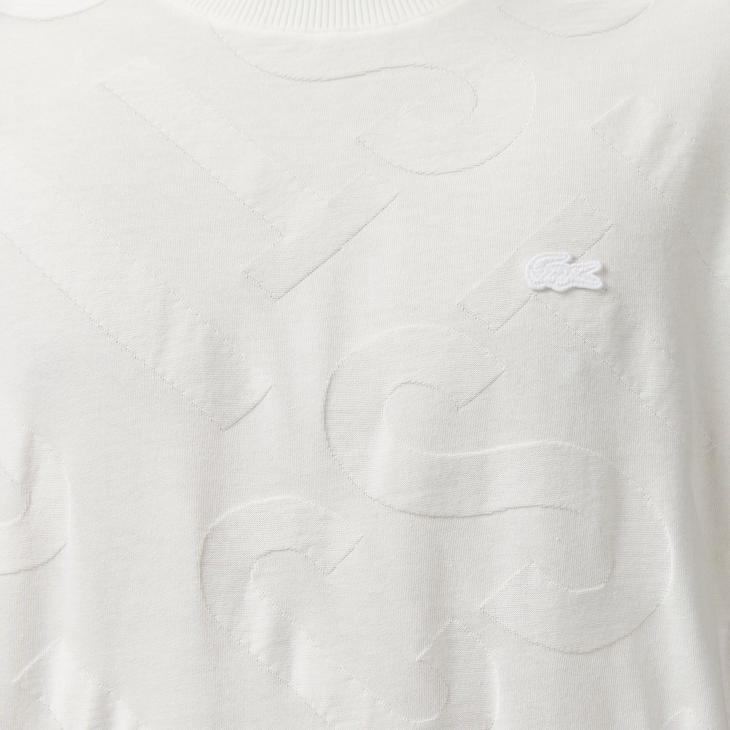 Lacoste Erkek Bisiklet Yaka Desenli Beyaz T-shirt