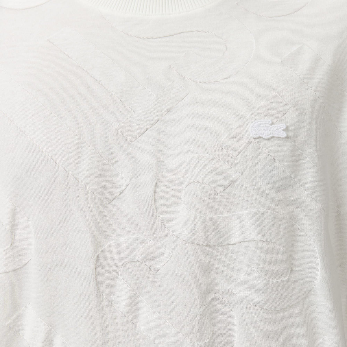 Lacoste Erkek Bisiklet Yaka Desenli Beyaz T-shirt