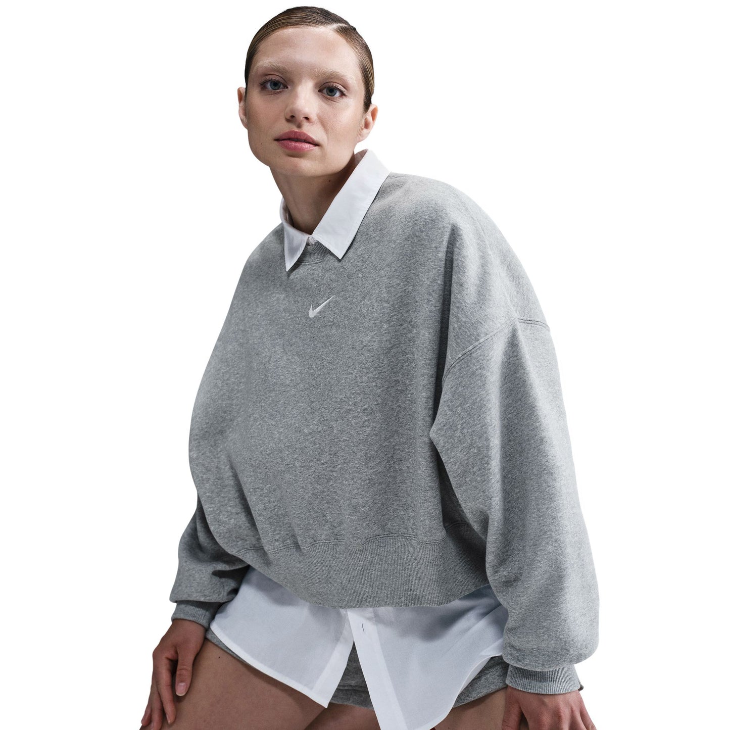 Nike Sportswear Phoenix Fleece Oversized Crew Kadın Gri Eşofman Üstü