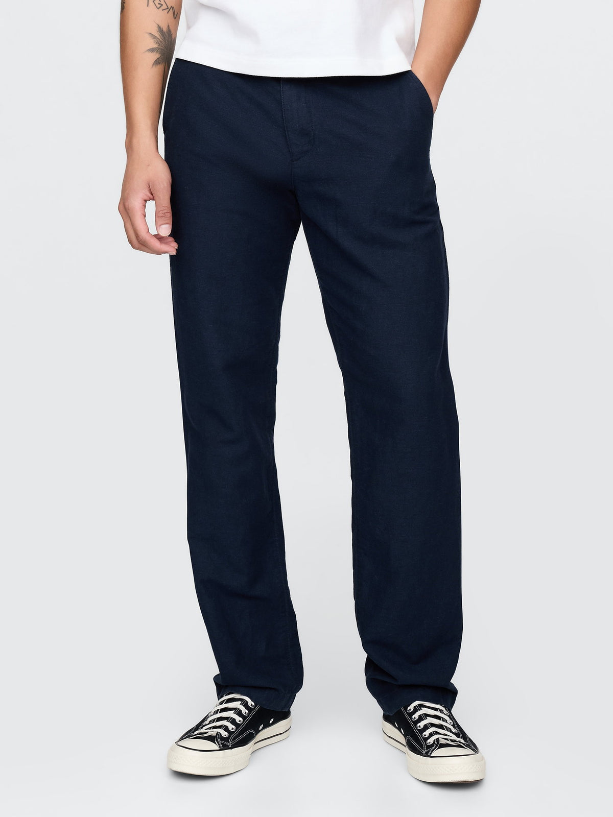 Lacivert Keten Karışımı Khaki Pantolon