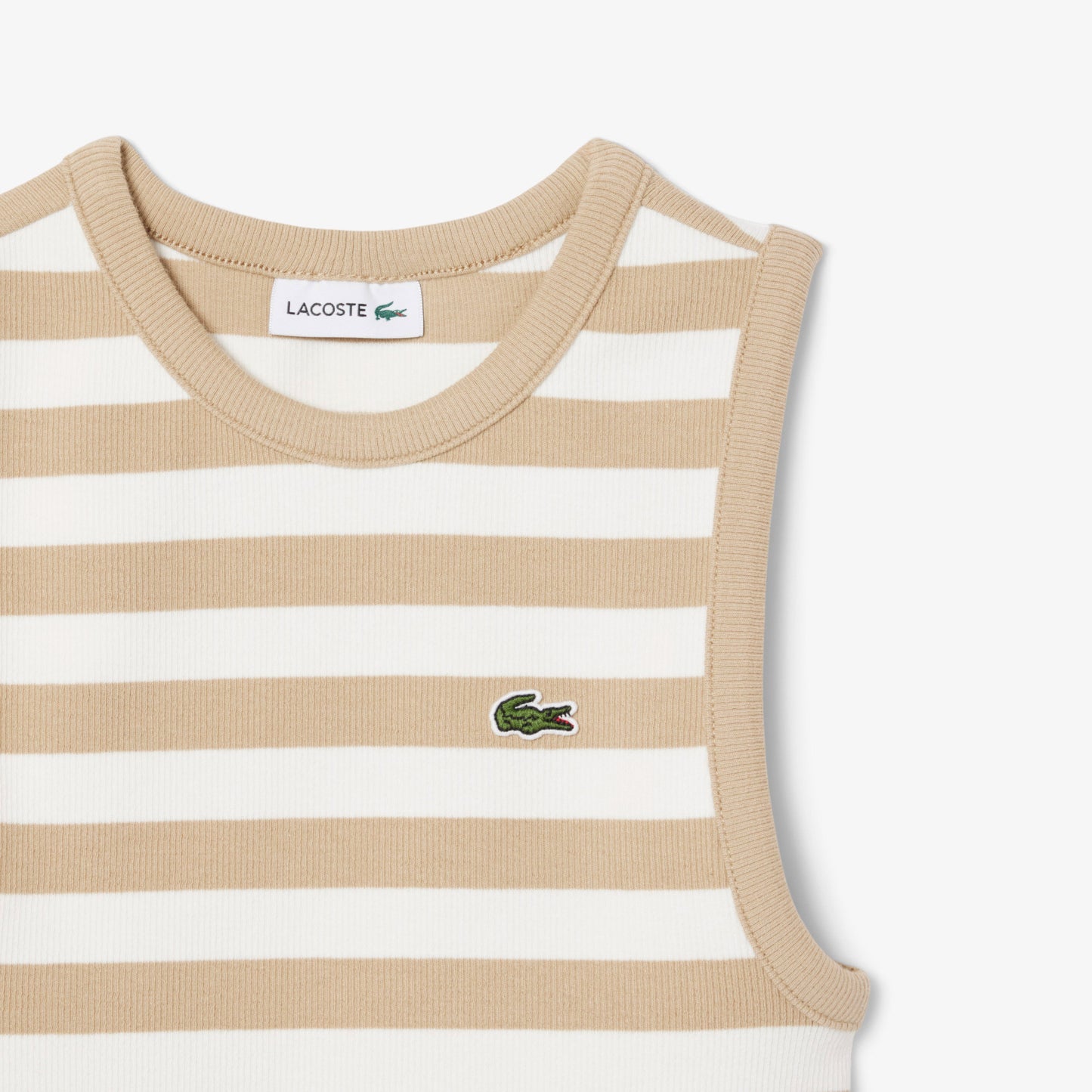 Lacoste Kız Çocuk Kolsuz Bisiklet Yaka Baskılı Kahverengi T-shirt