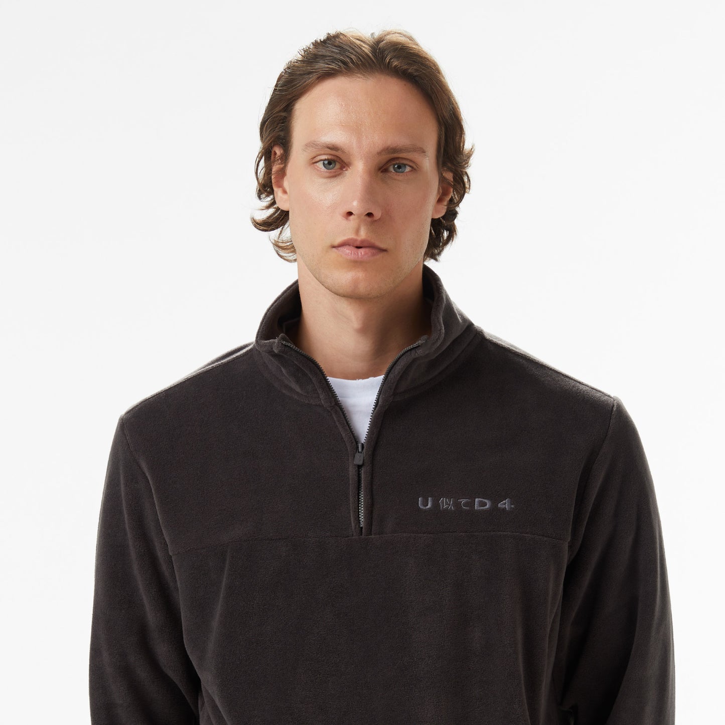 United4 Erkek Gri Half Zip Sweatshirt