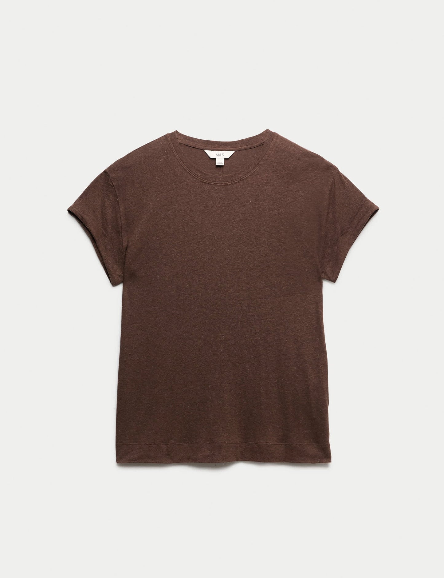 Yuvarlak Yaka Keten Karışımlı T-shirt