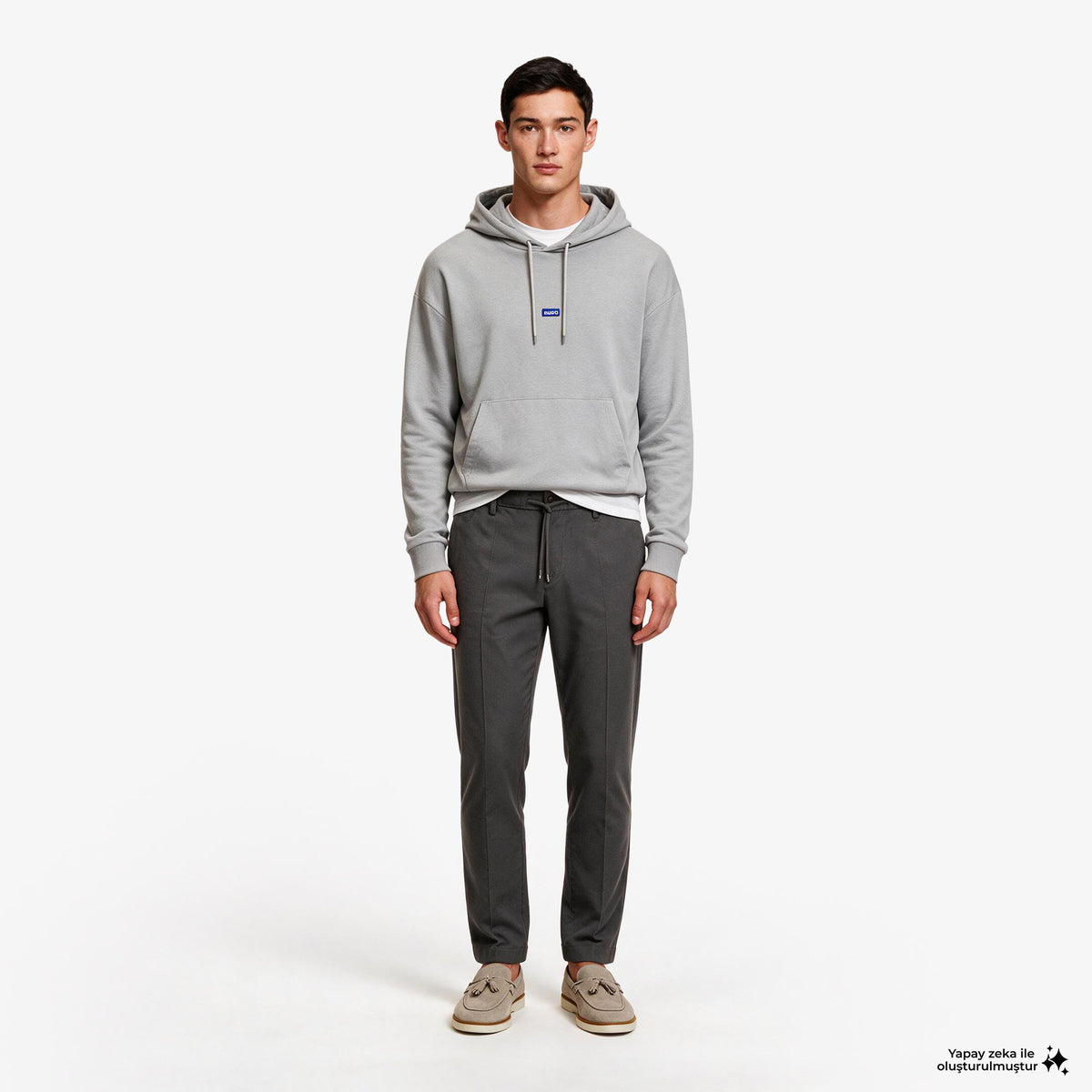 Hugo Boss Nalonso Erkek Gri Hoodie