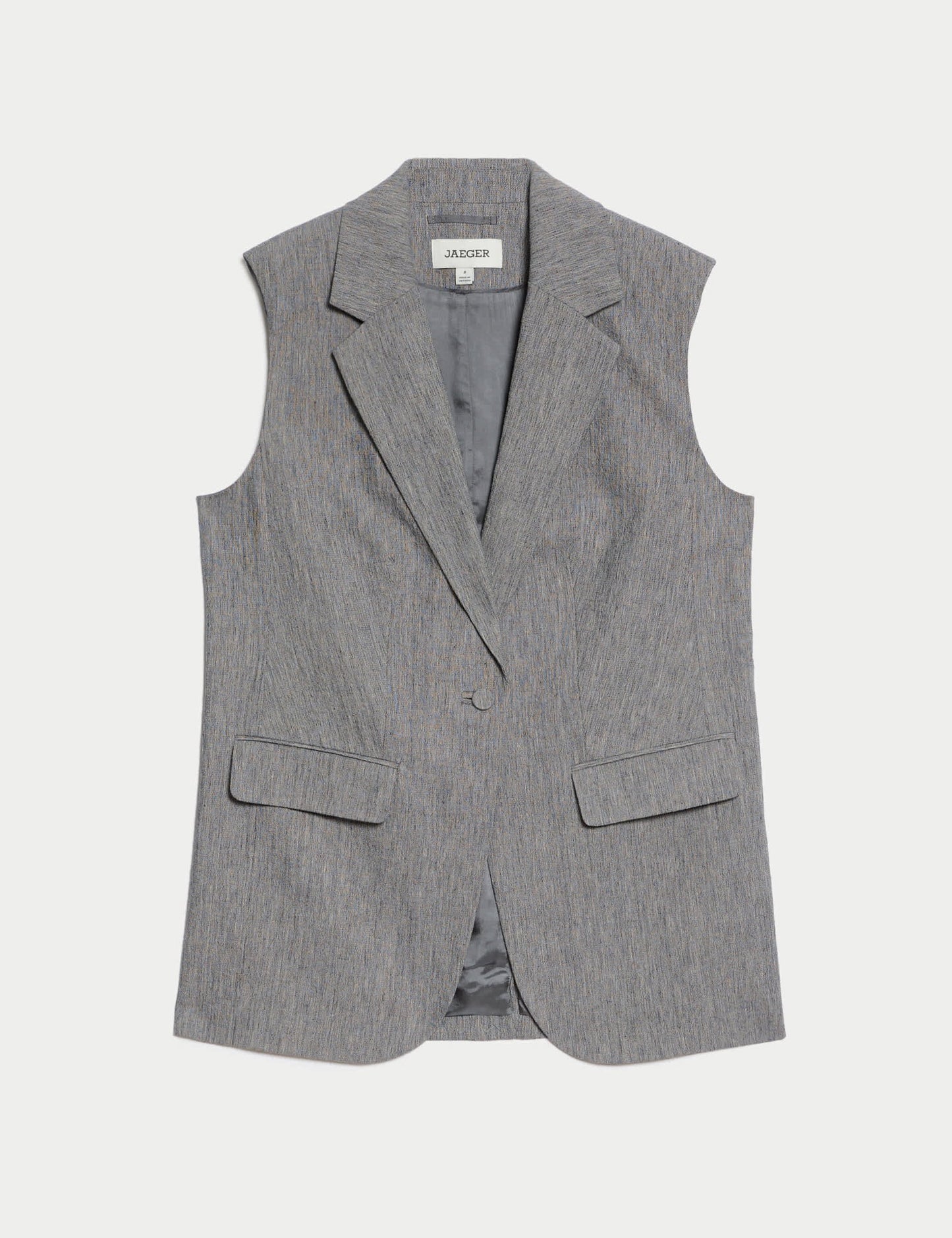 Pamuk Karışımlı Kolsuz Uzun Blazer