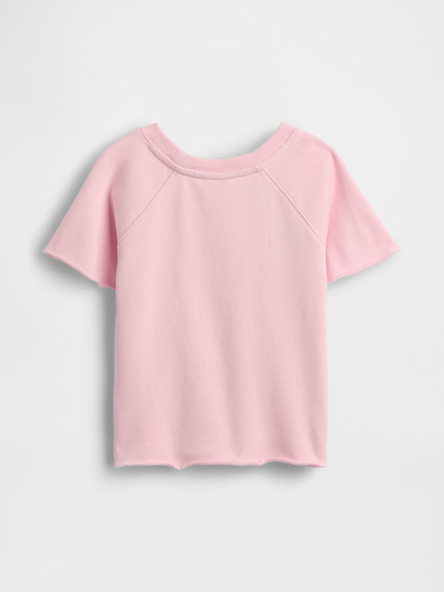 Açık Pembe Fransız Havlu Kumaş Kısa Kol Sweatshirt