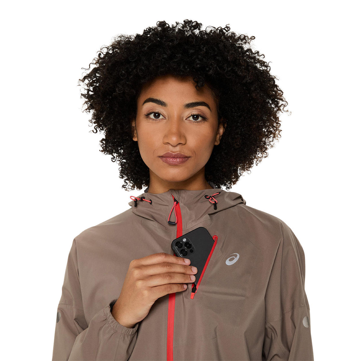 Asics Fujitrail Elite Waterproof kadın Kahverengi Koşu Ceketi