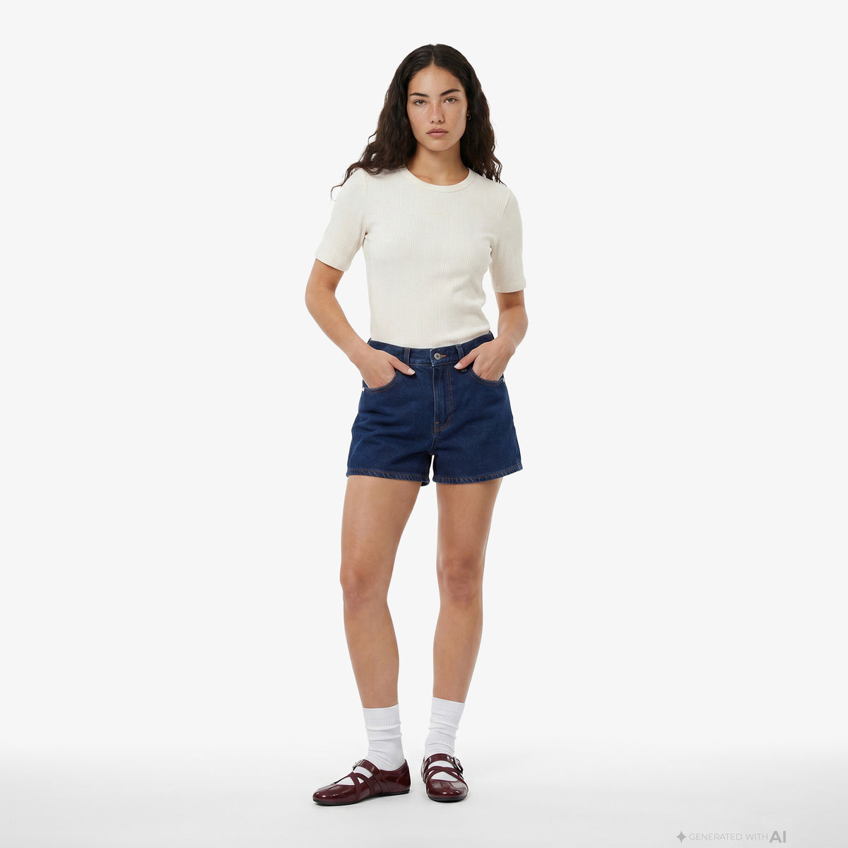 Calvin Klein Varigated Nano Logo Cneck Kadın Beyaz T-shirt