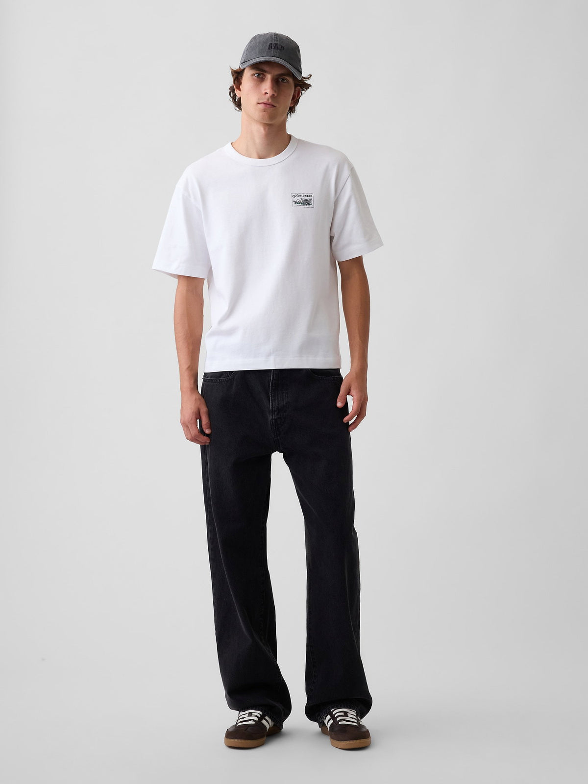 Beyaz Heavyweight Gap Grafik Baskılı T-shirt