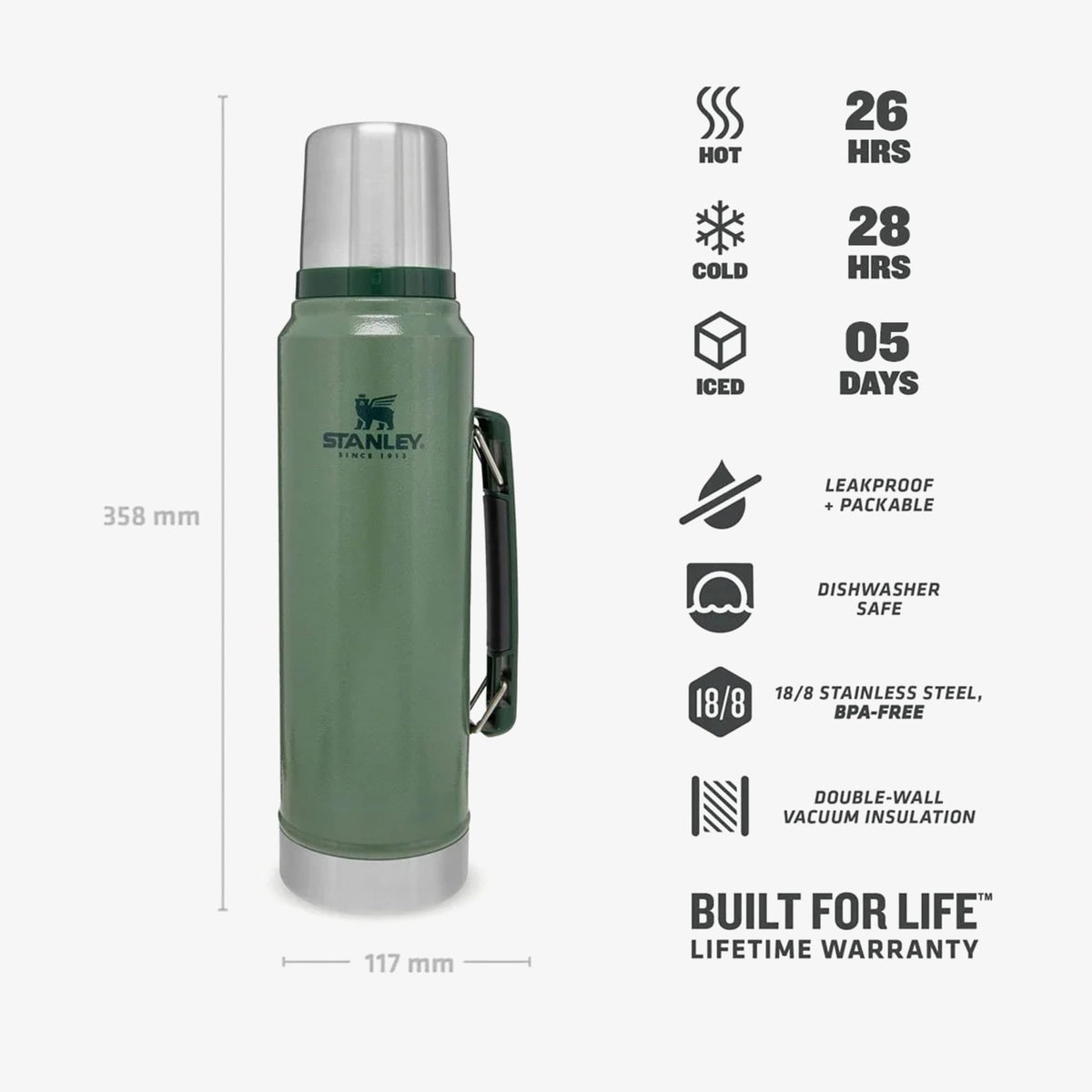 Stanley 1.1l Classic Vakumlu Yeşil Termos
