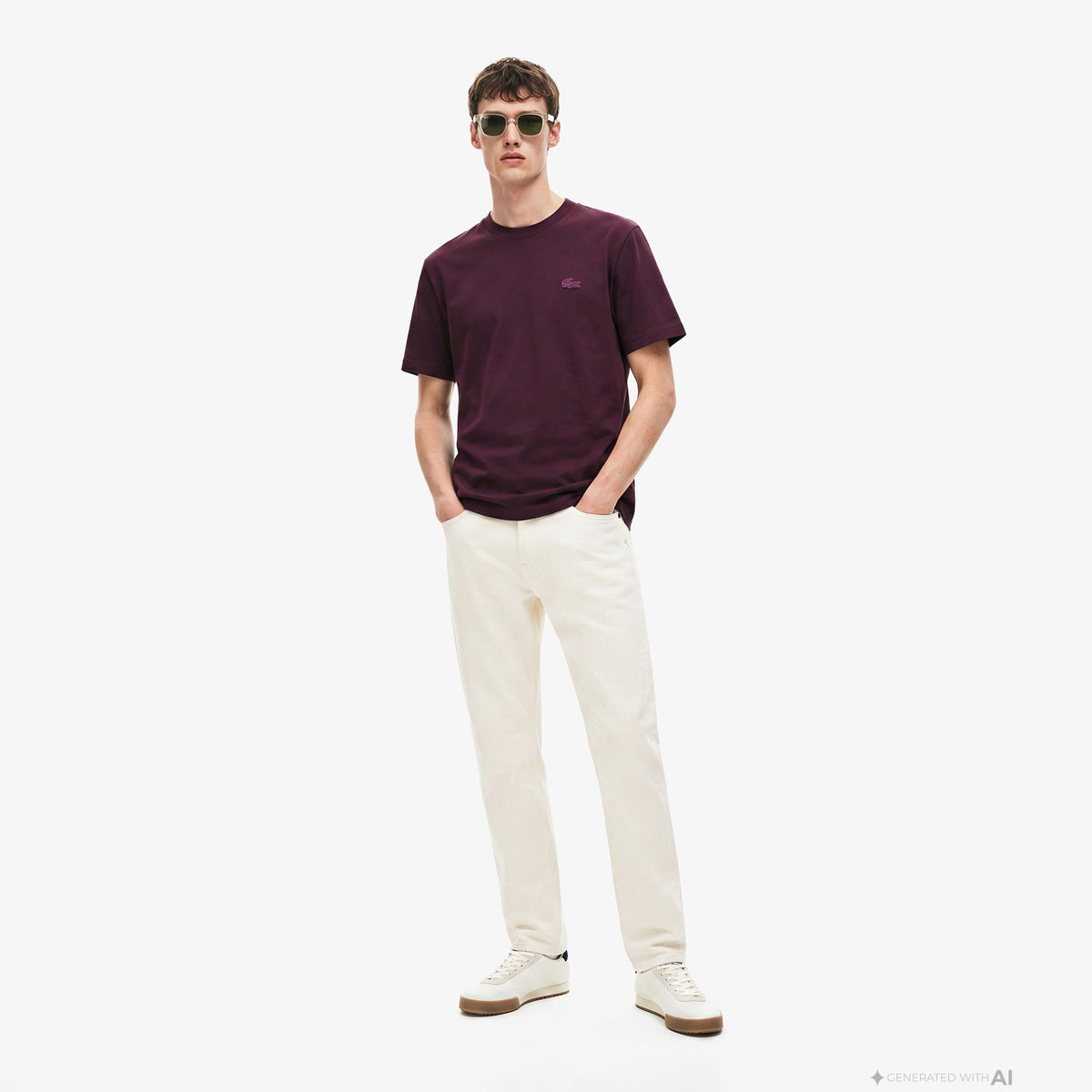 Lacoste Classic Fit Erkek Bordo T-shirt