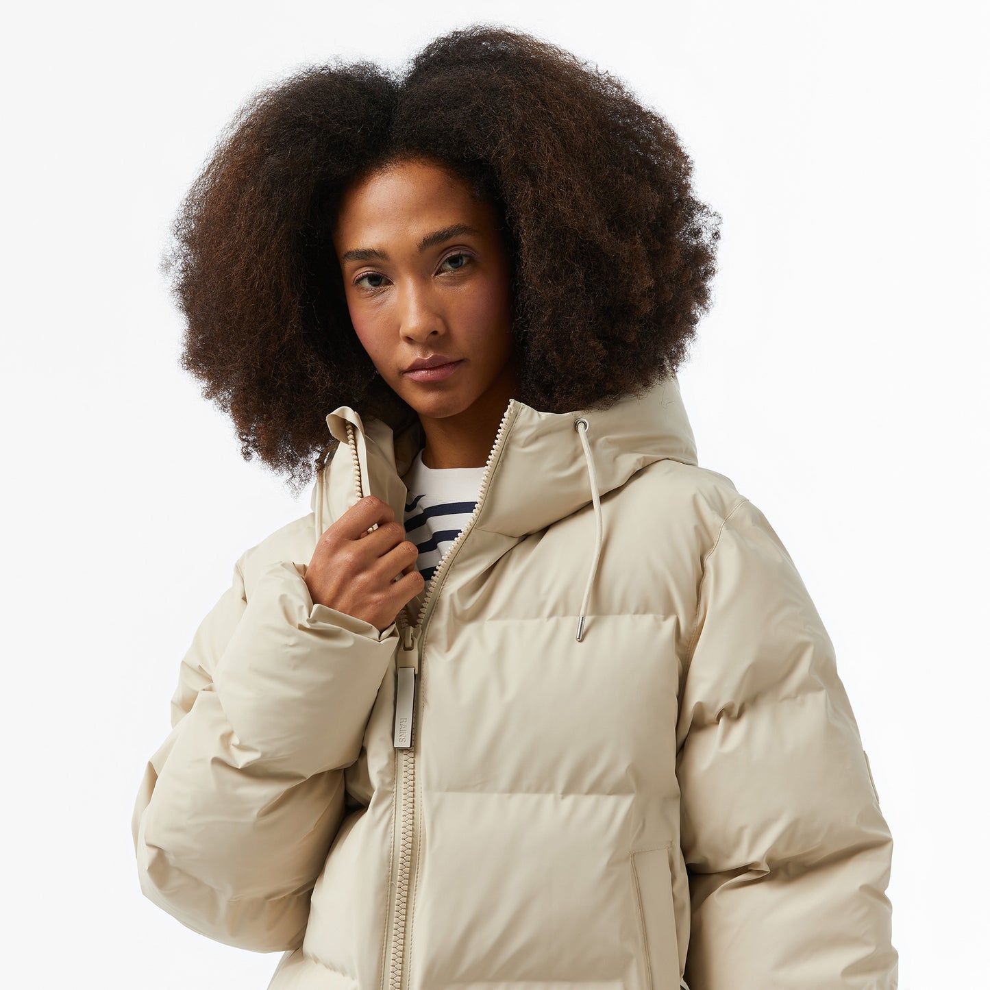 Rains Alta Short Puffer Kadın Krem Mont
