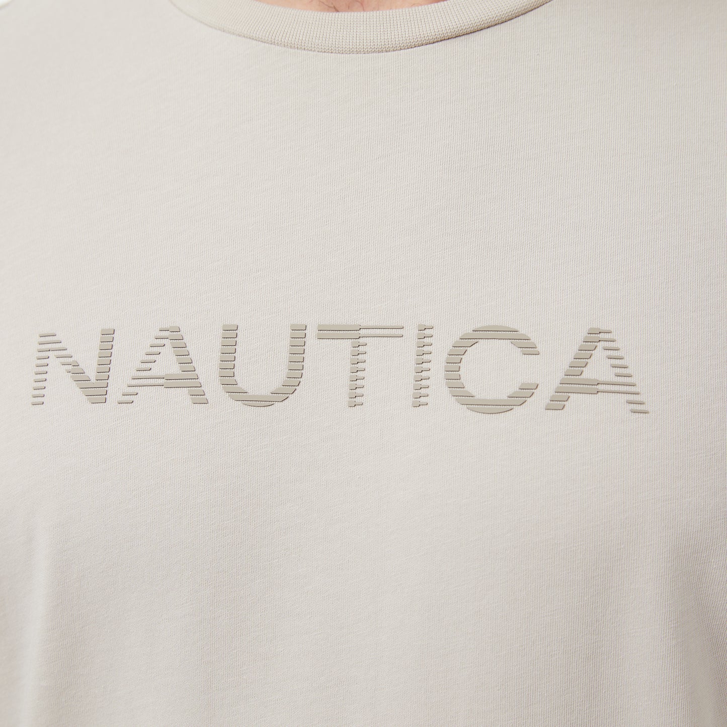 Nautica Erkek Bej Regular Fit Baskılı T-shirt