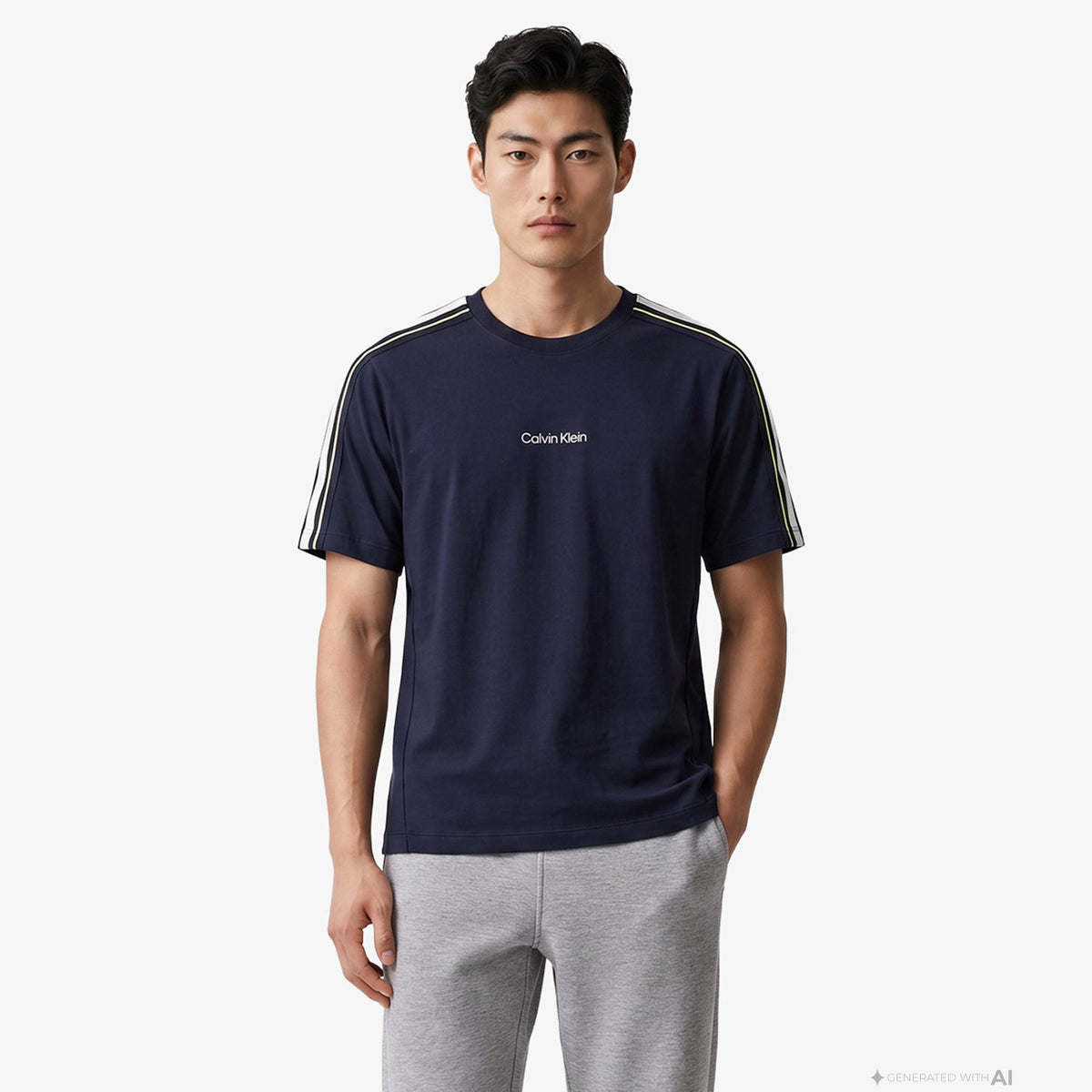 Calvin Klein Tape Erkek Mavi T-shirt