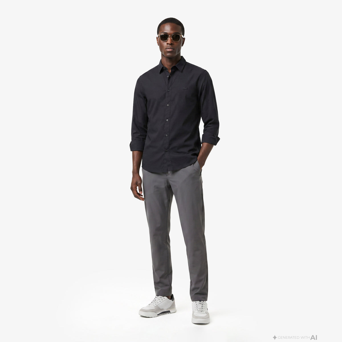 Lacoste Slim Fit Erkek Siyah Gömlek