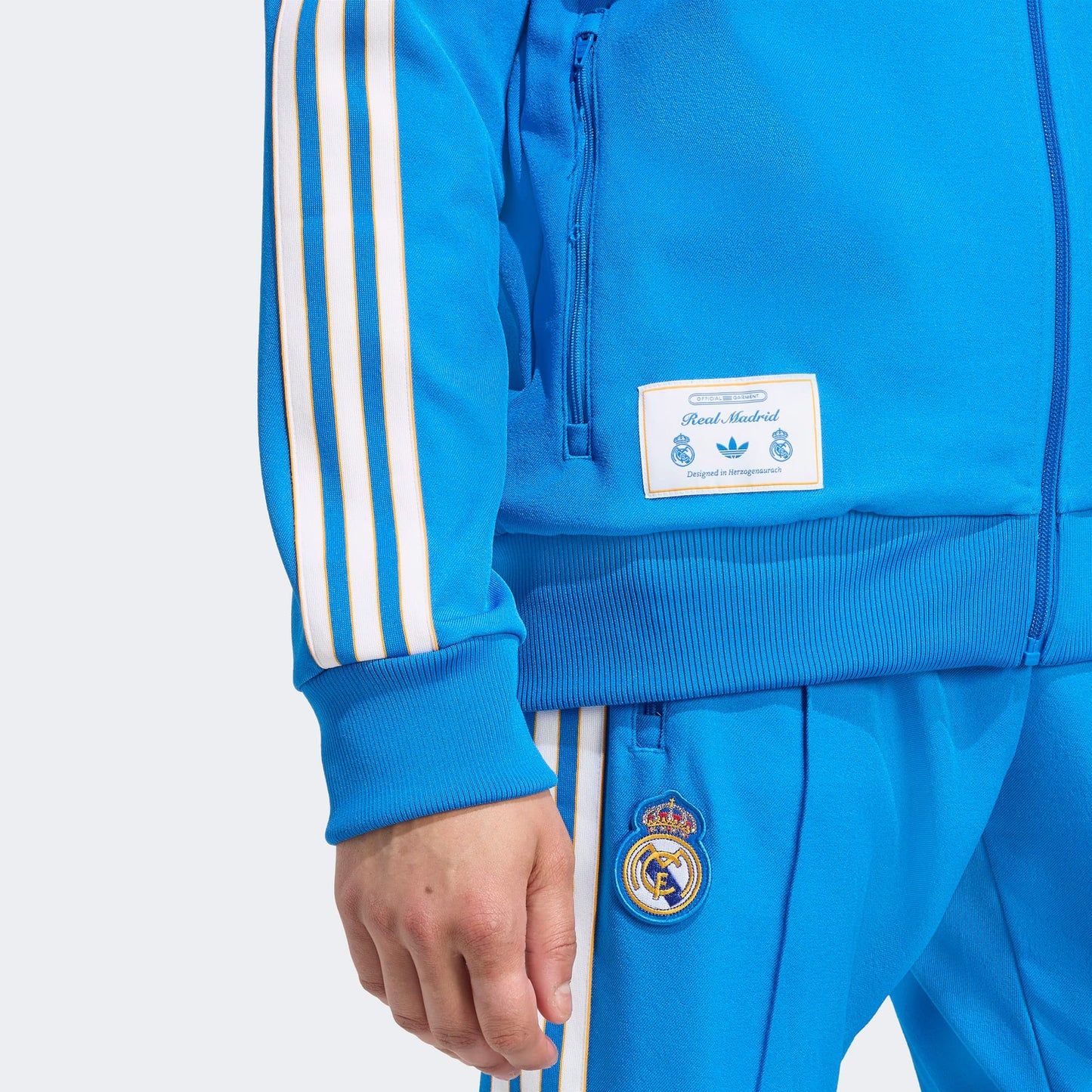 Adidas Real Madrid Terrace Icons Erkek Mavi Fermuarlı Sweatshirt