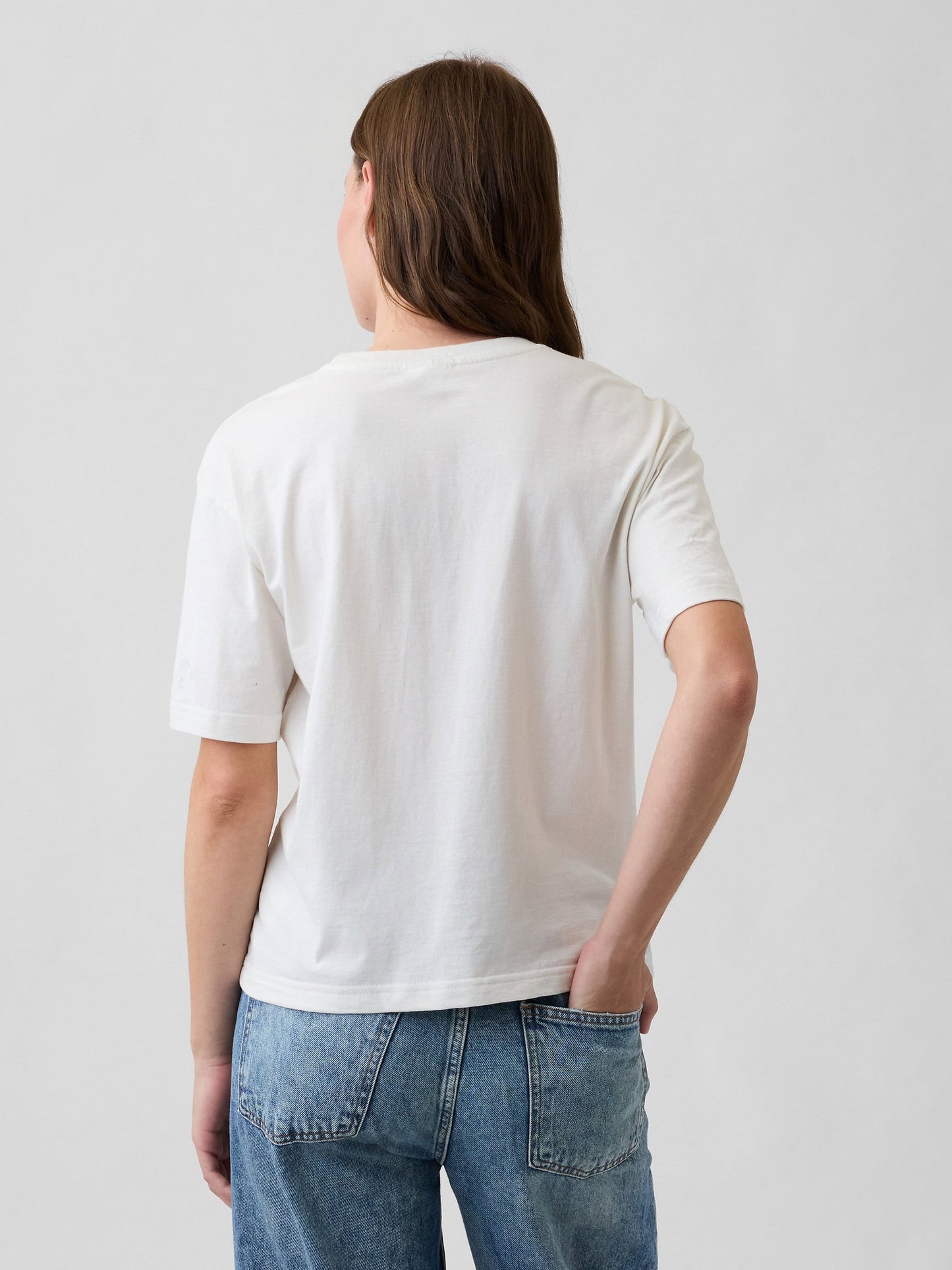 Beyaz Peanuts Oversized Bisiklet Yaka T-shirt