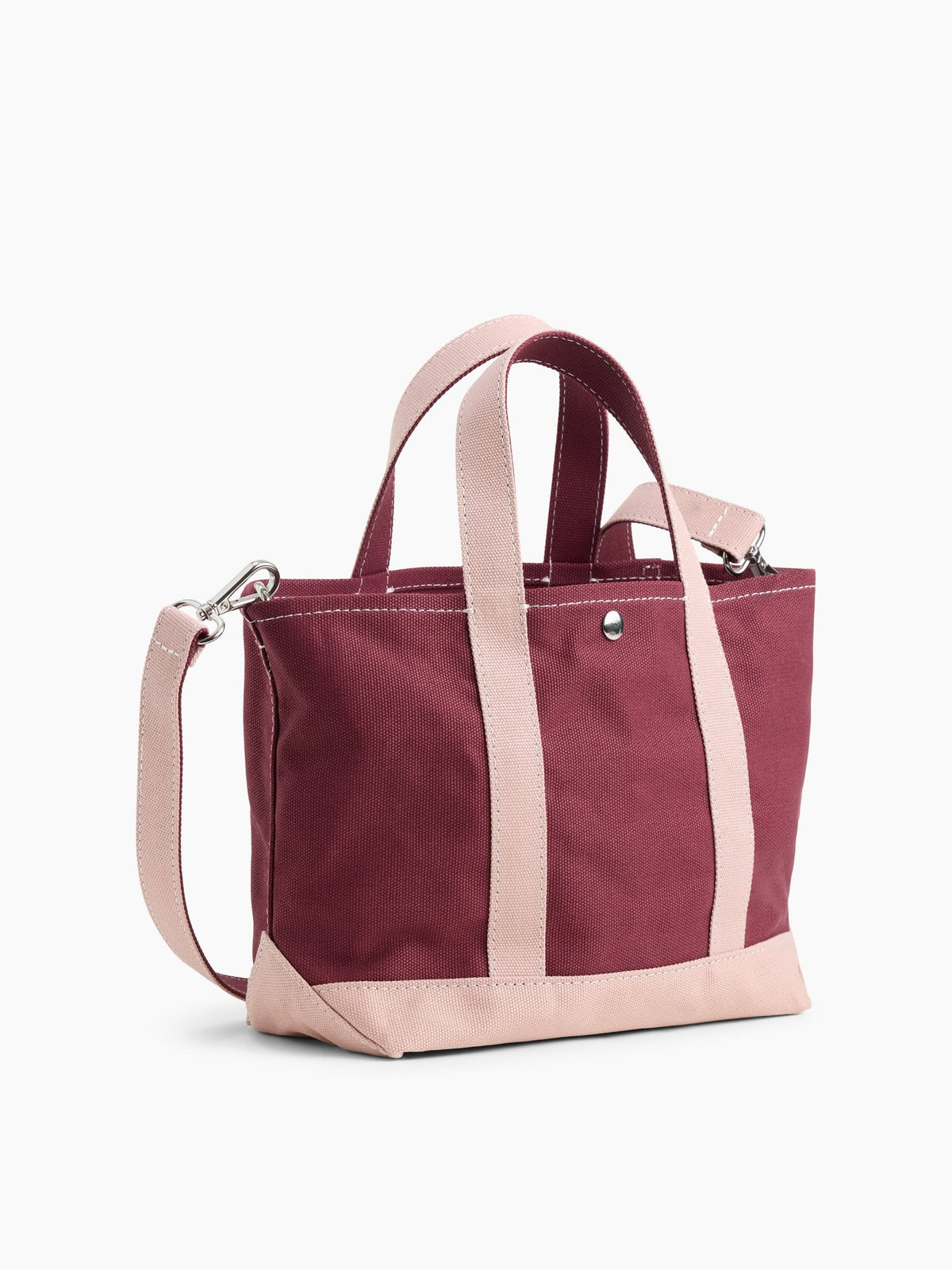 Bordo Kanvas Logo Mini Tote Çanta
