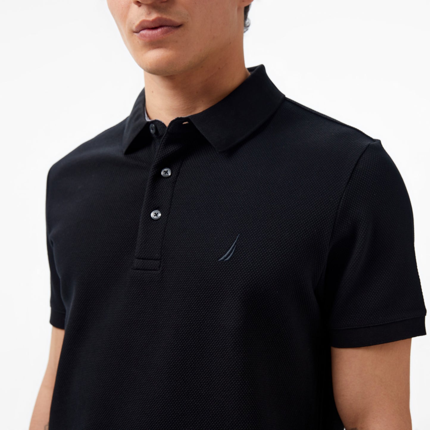 Nautica Erkek Siyah Slim Fit Kısa Kollu Polo Yaka T-shirt