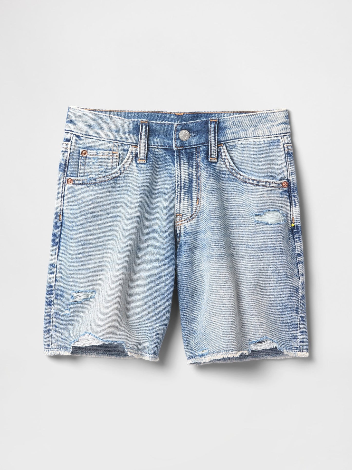 Mavi Düşük Bel Stride Denim Bermuda Şort