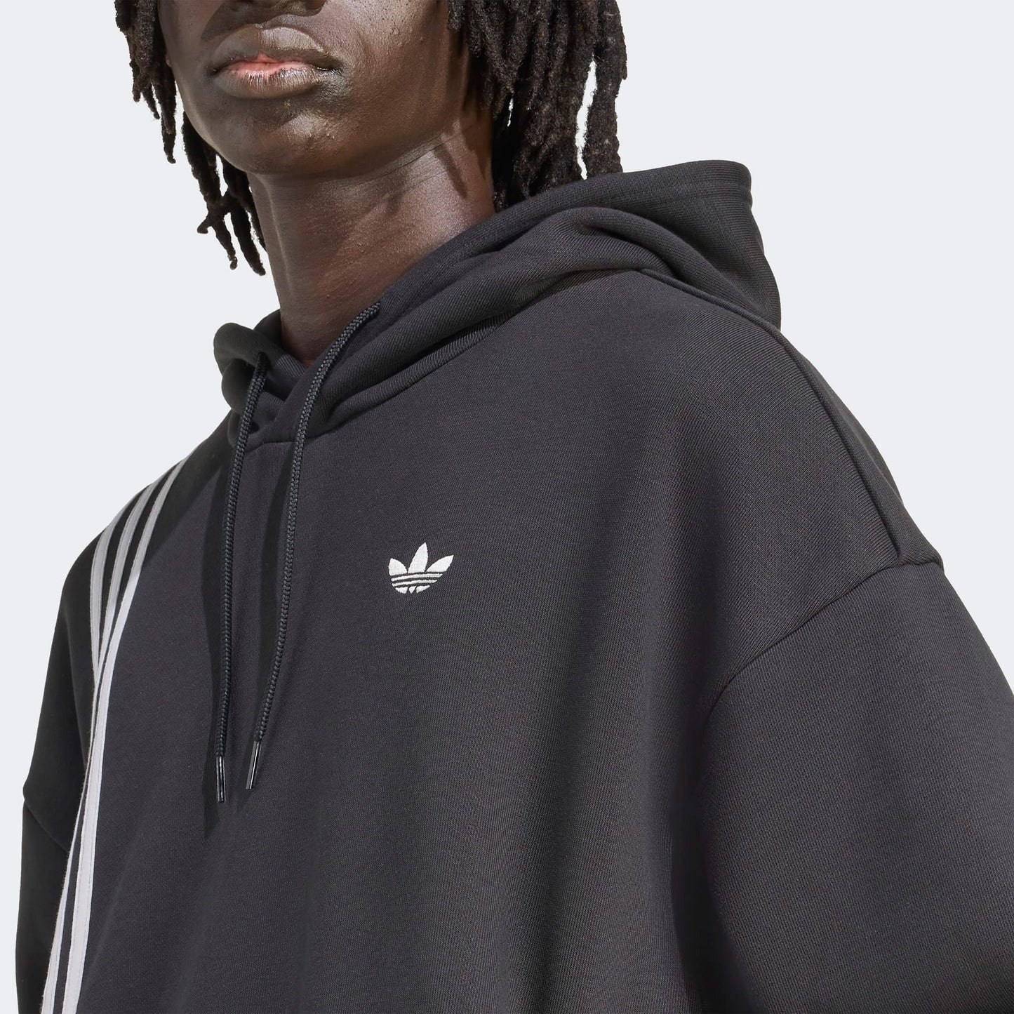 Adidas Çizgili Kapüşonlu Siyah Sweatshirt