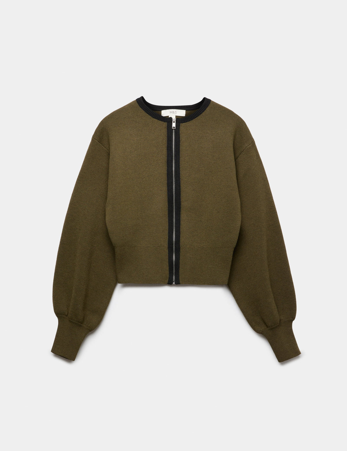 Fermuarlı Crop Bomber Ceket