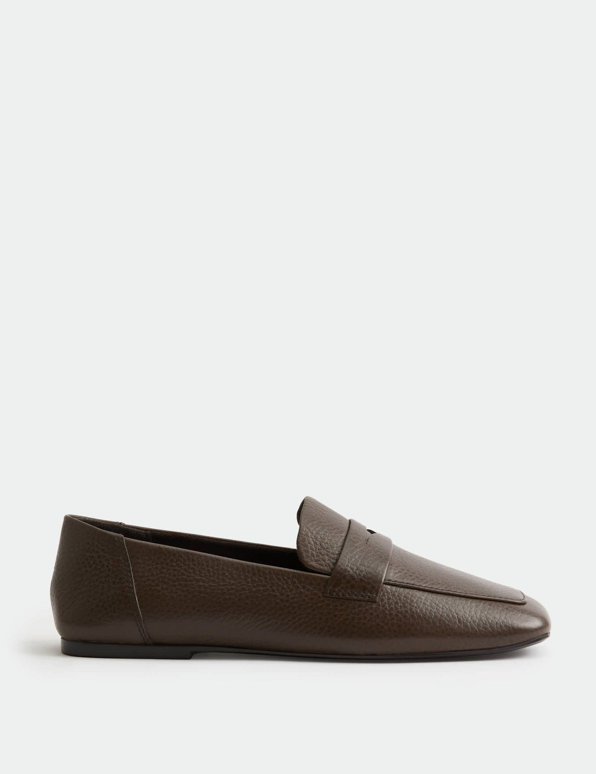 Deri Düz Kare Burunlu Loafer