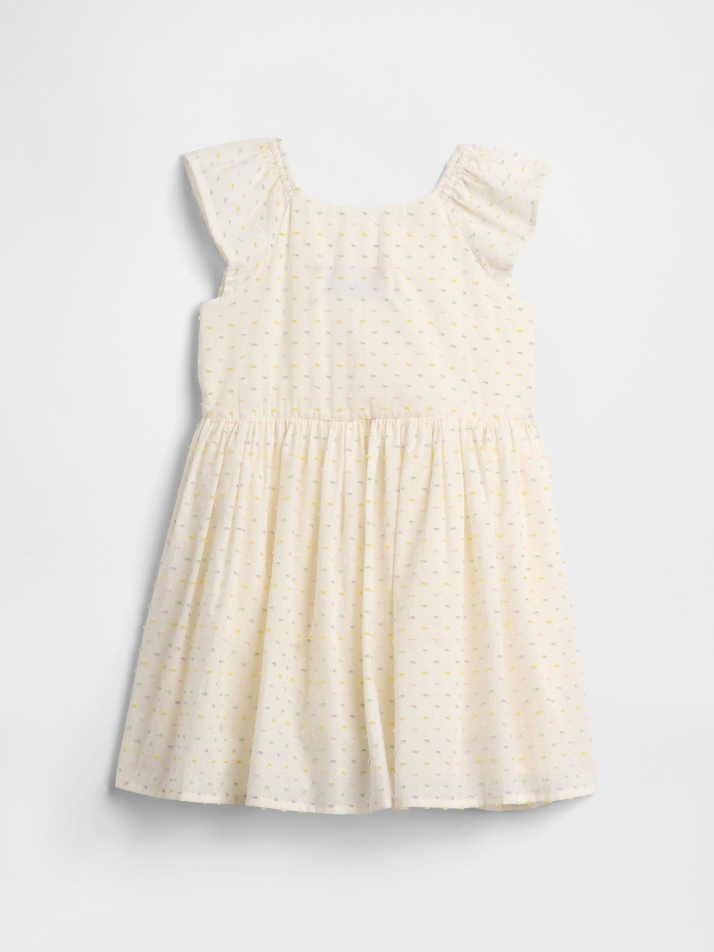 Krem Flutter Sleeve Elbise