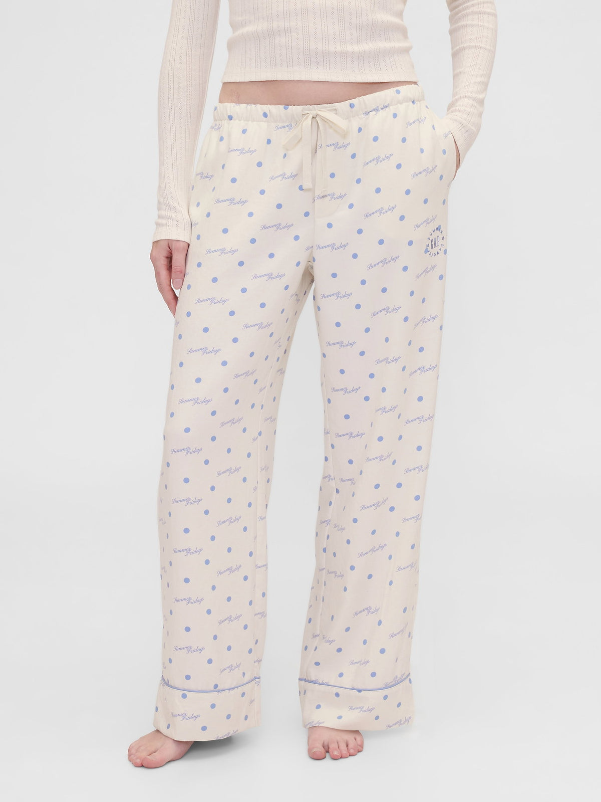 Kırık Beyaz Gap × Summer Fridays Relaxed Flannel Dotted Pijama Altı