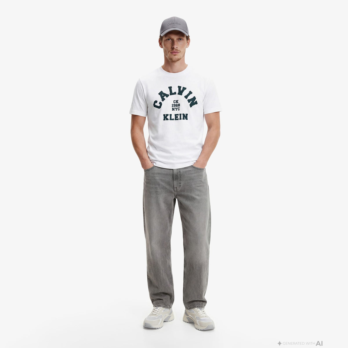 Calvin Klein 20s College Graphic Erkek Beyaz T-shirt