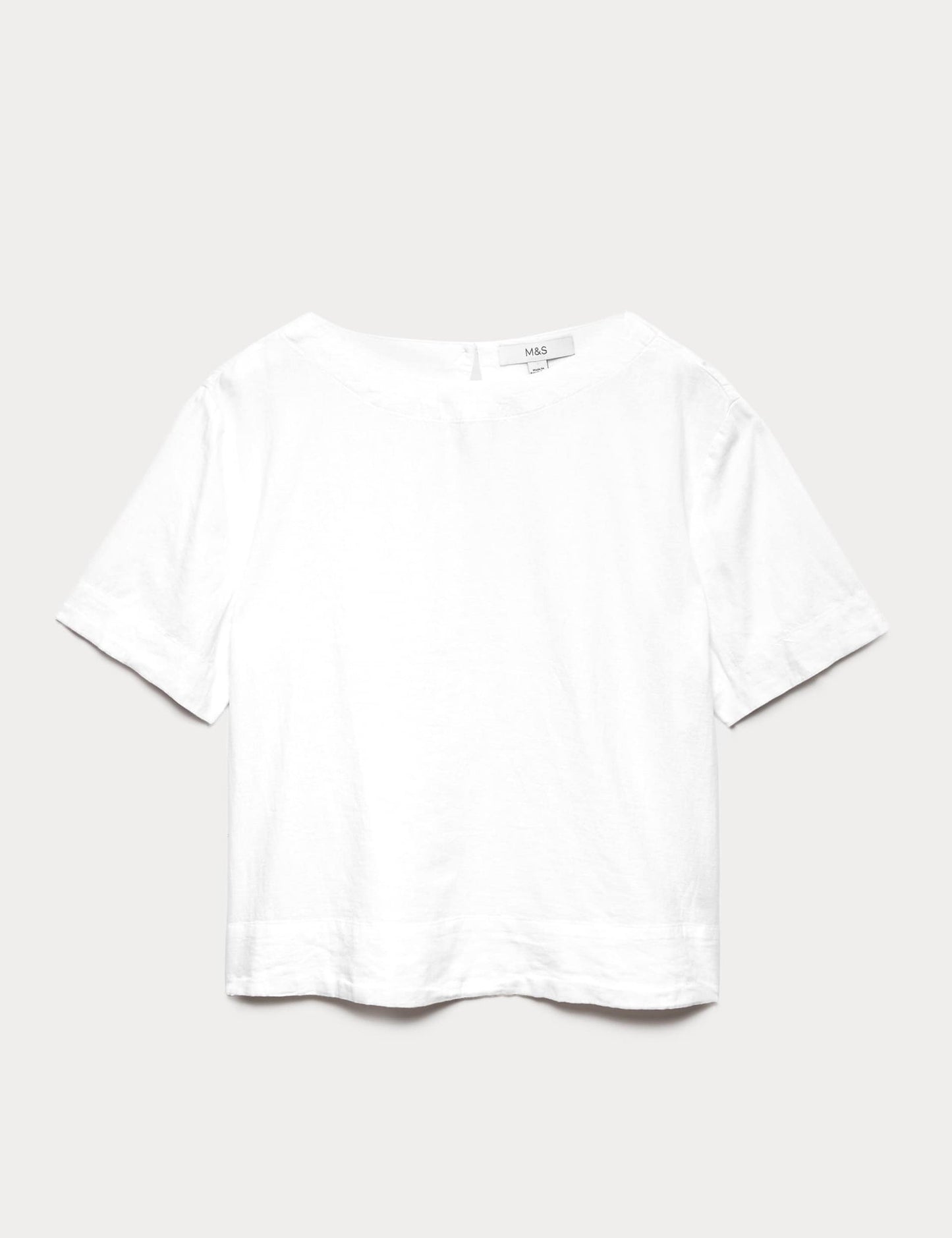 Keten Karışımlı Scoop Yaka T-shirt