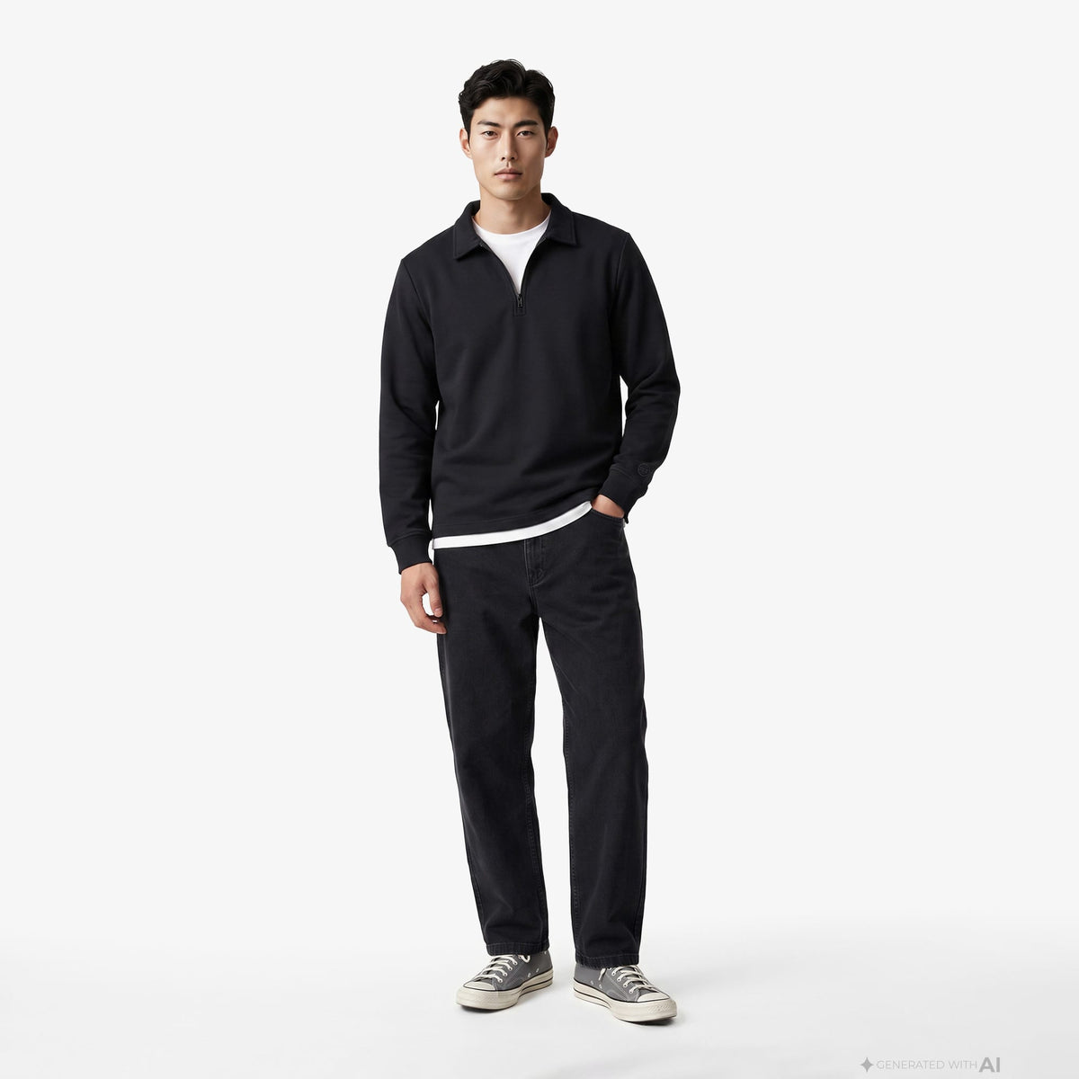 Unıted4 Regular Fit Erkek Siyah Sweatshirt