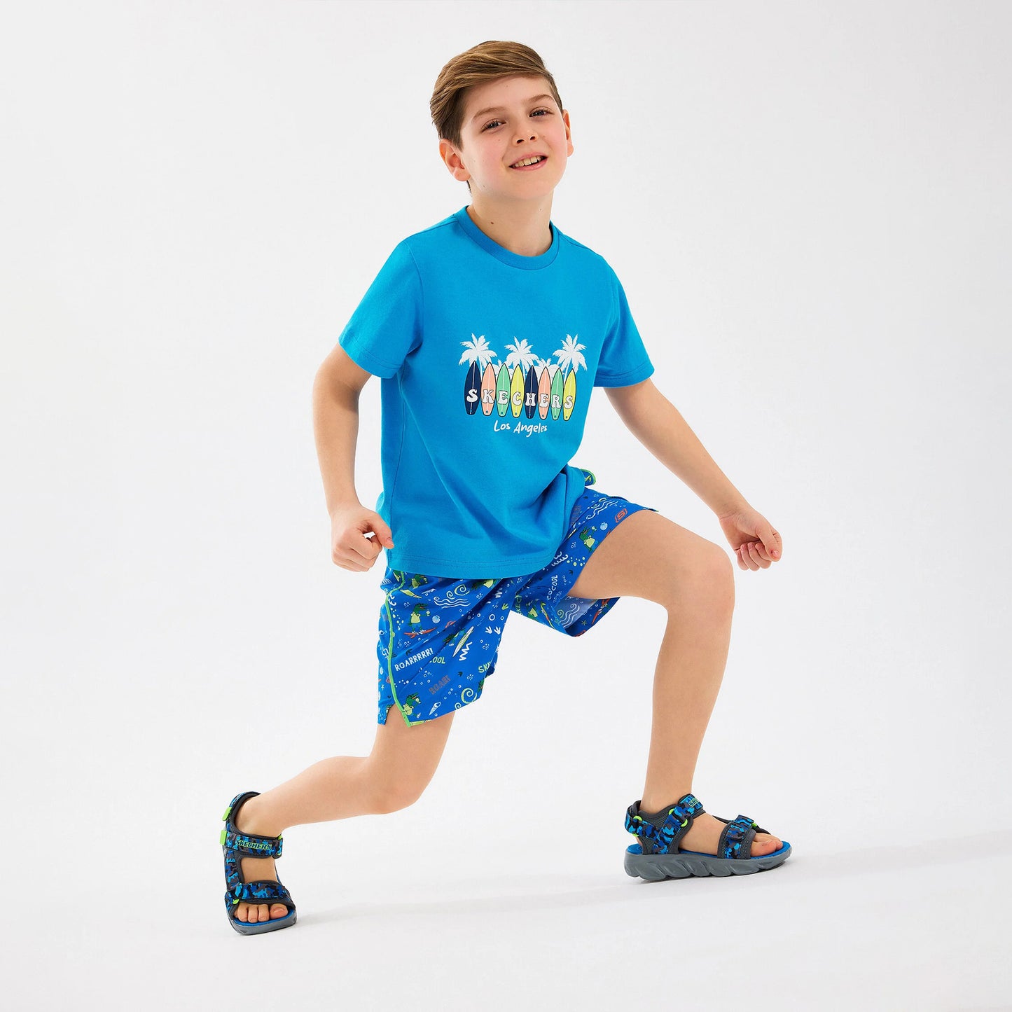 Skechers B5 Inch Allover Print Çocuk Mavi Deniz Şortu