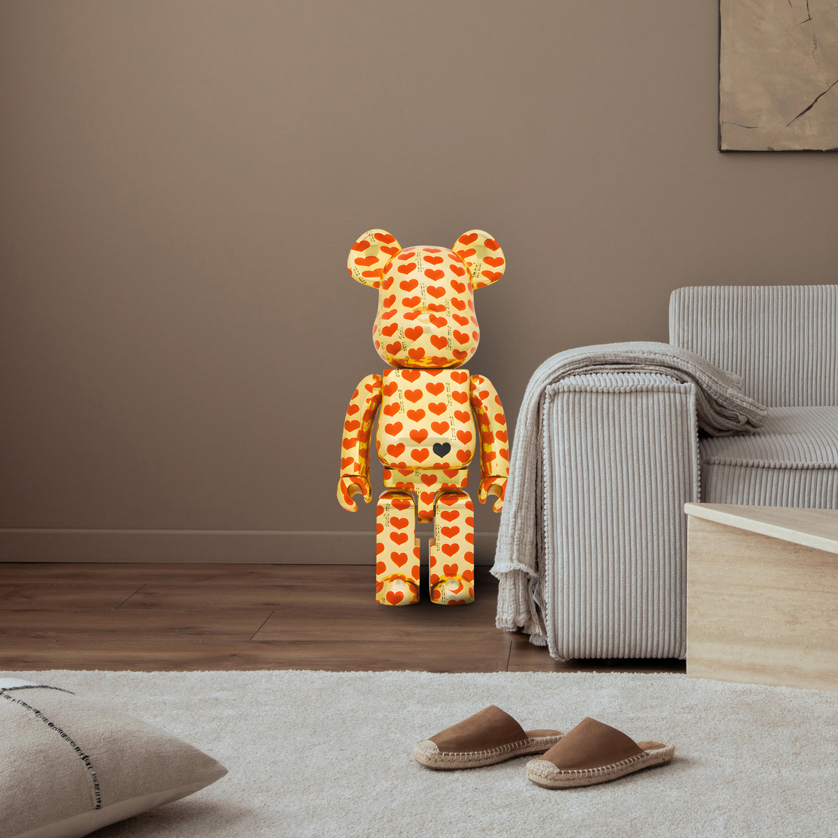 Bearbrick Gold Heart 70cm Renkli Figür