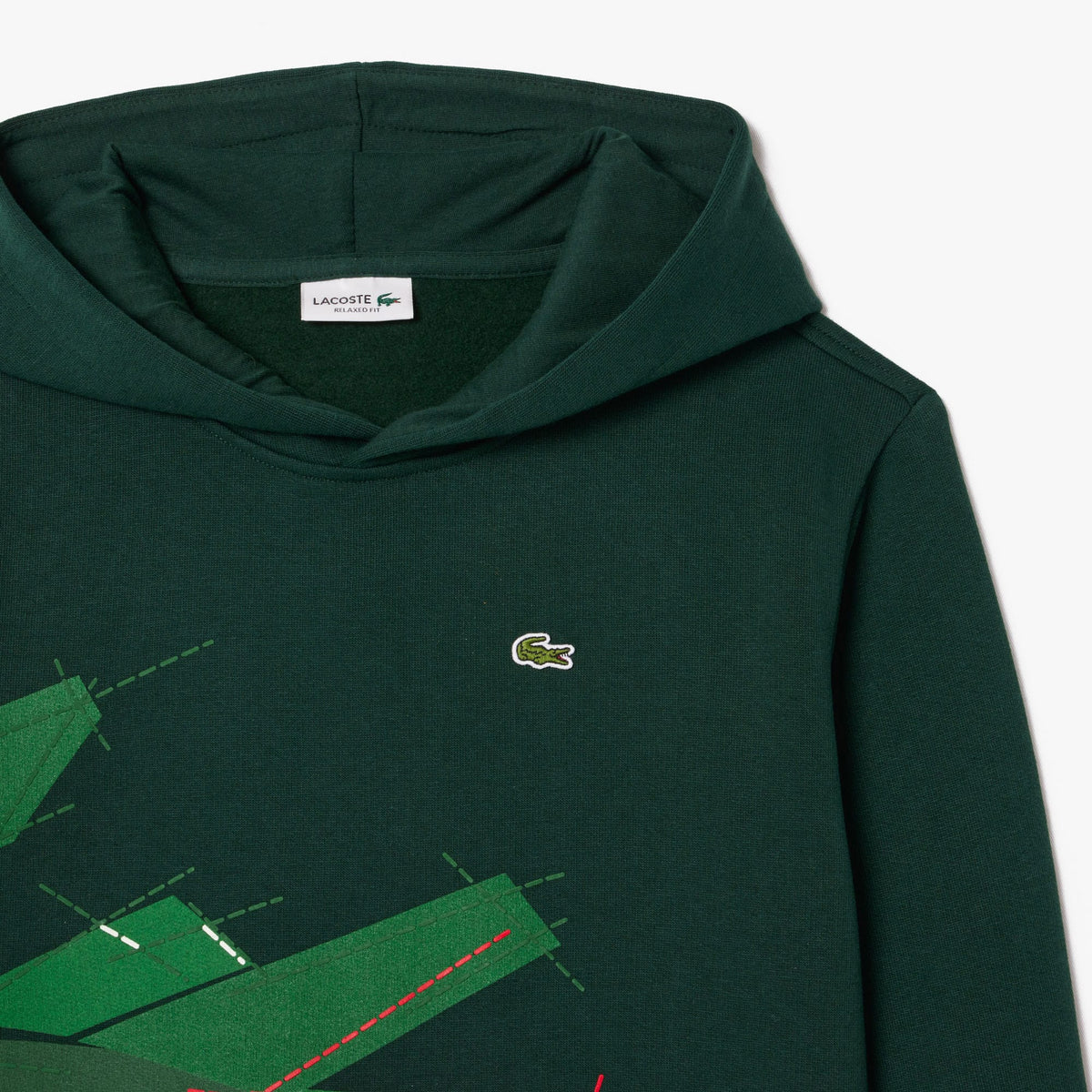 Lacoste Erkek Çocuk Kapüşonlu Baskılı Yeşil Sweatshirt