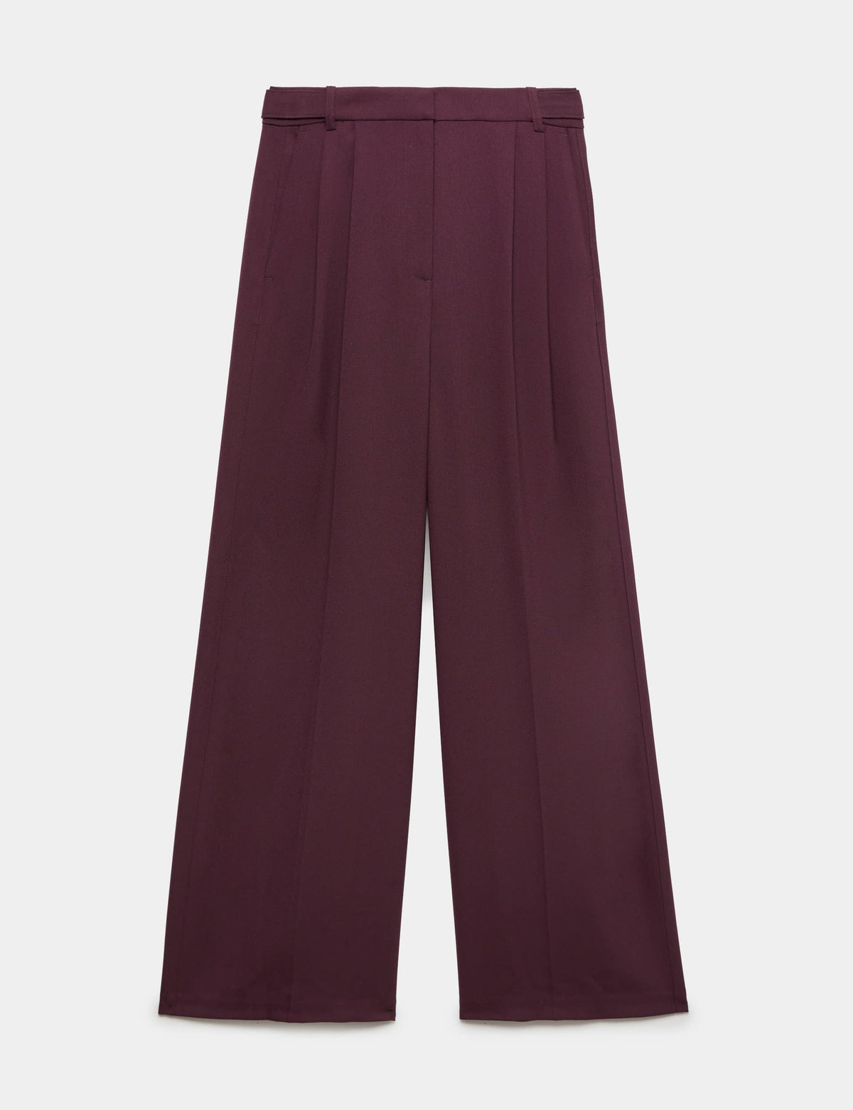 Yüksek Belli Çift Pileli Wide Leg Pantolon