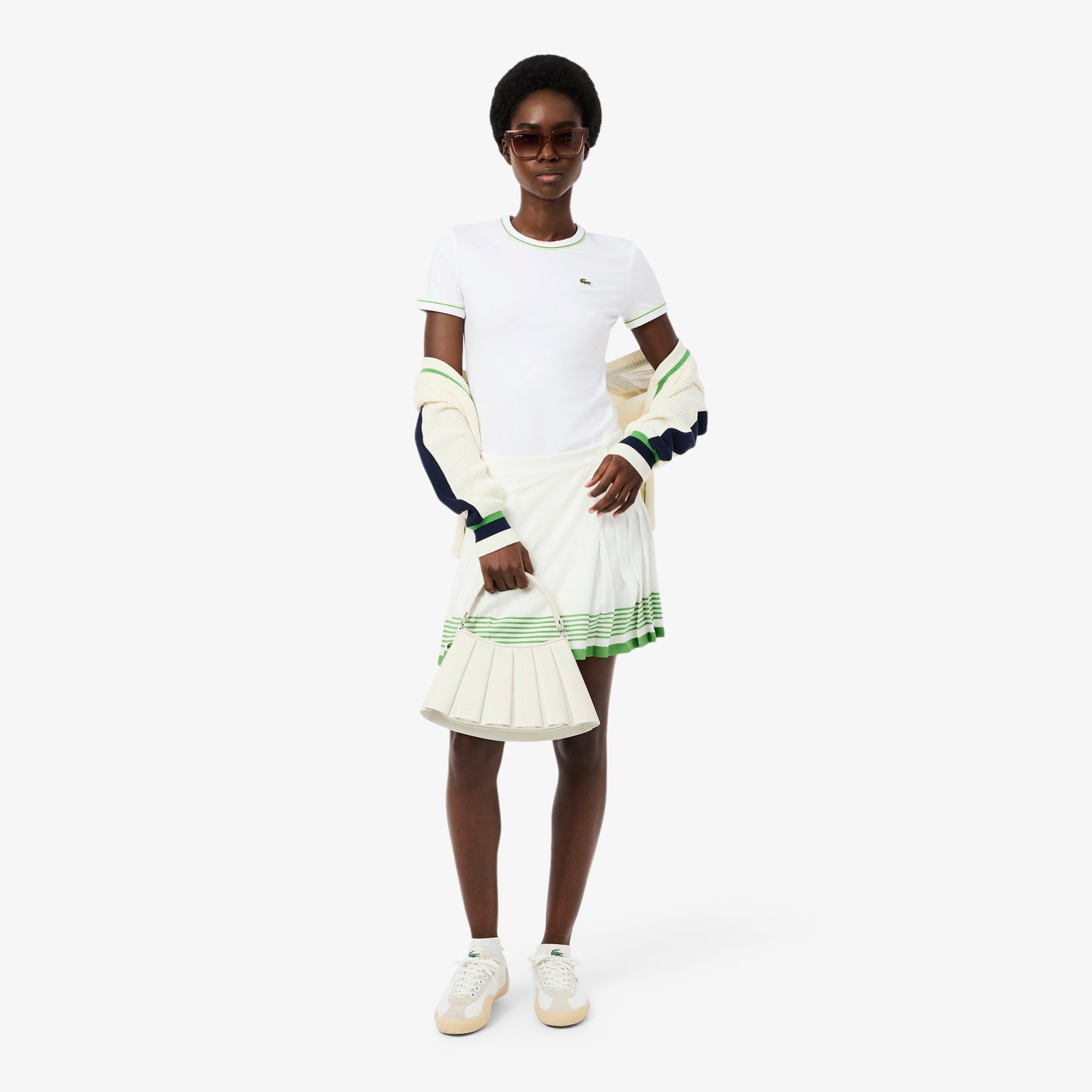 Lacoste Kadın Slim Fit Bisiklet Yaka Beyaz T-shirt