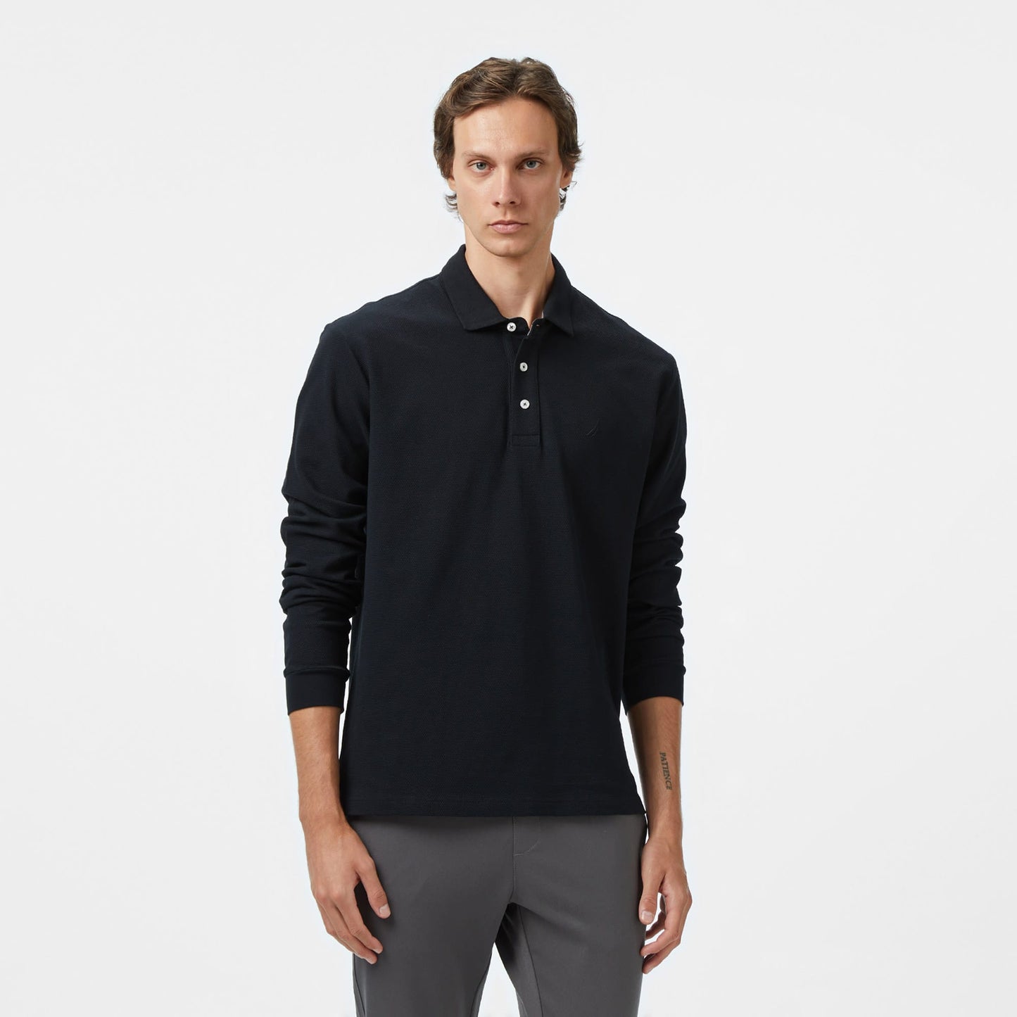 Nautica Erkek Siyah Classic Fit Uzun Kollu Polo